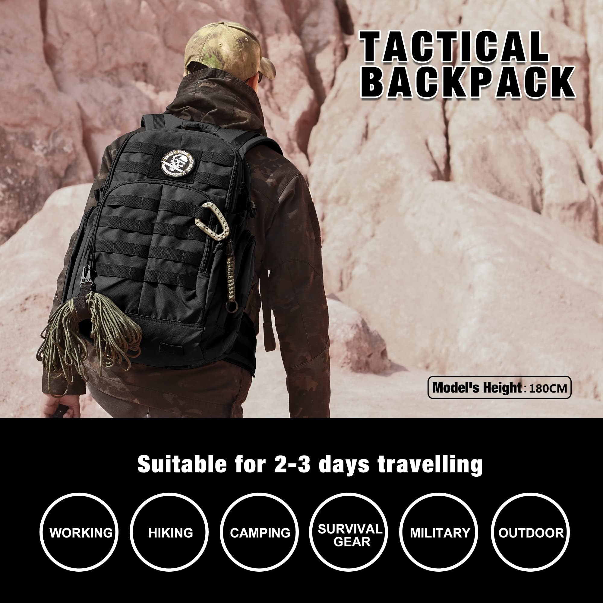 Mardingtop 25L/40L Taktischer Rucksack Herren Wanderrucksack mit MOLLE-System Militär Rucksack, Tactical Backpack für Assault Wandern Reisen Outdoor Arbeit