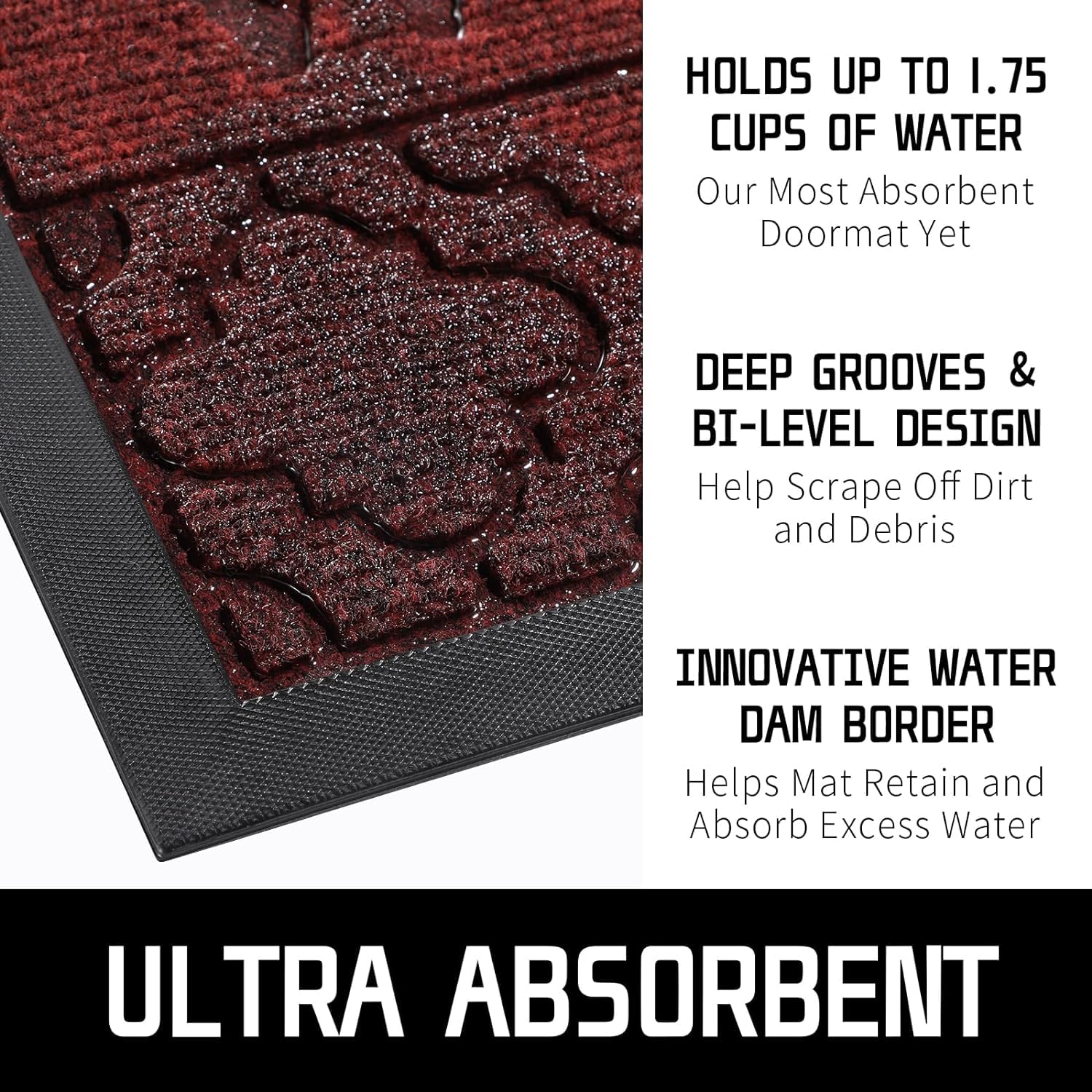 Yimobra Welcome Door Mat, Heavy Duty Durable Front Door Mat for Home Entrance Garage and Garden Outside Entryway Floor Mat - Image 3