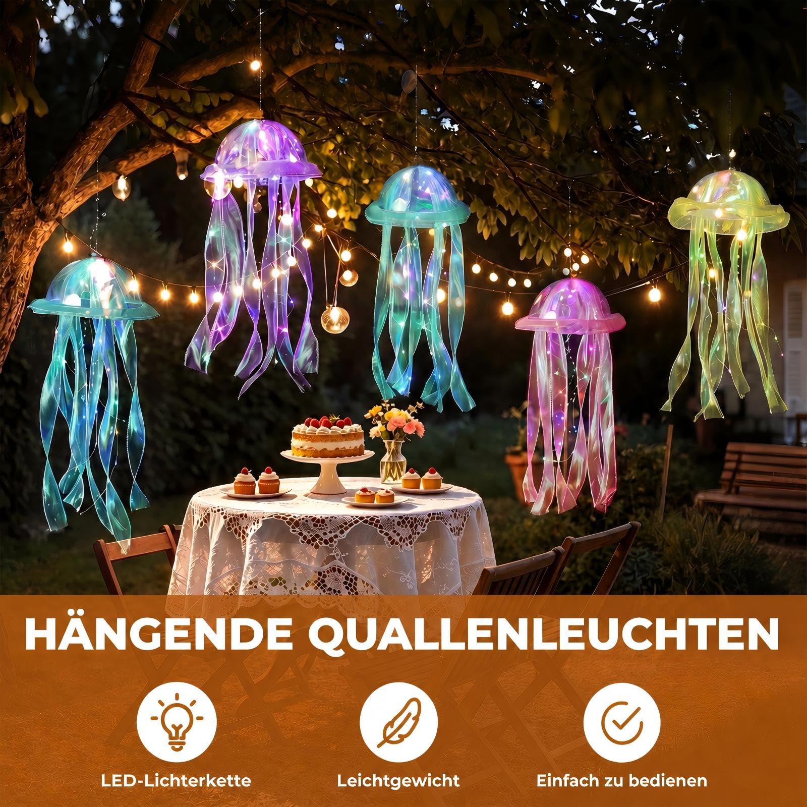 10er Quallendeko Hängend, Quallenlaternen für Unterwasser Deko | Für Meerjungfrau Party, Baby Shower und Kinderzimmer. Dekorative Hängedeko mit schwebendem Atmosphäreneffekt