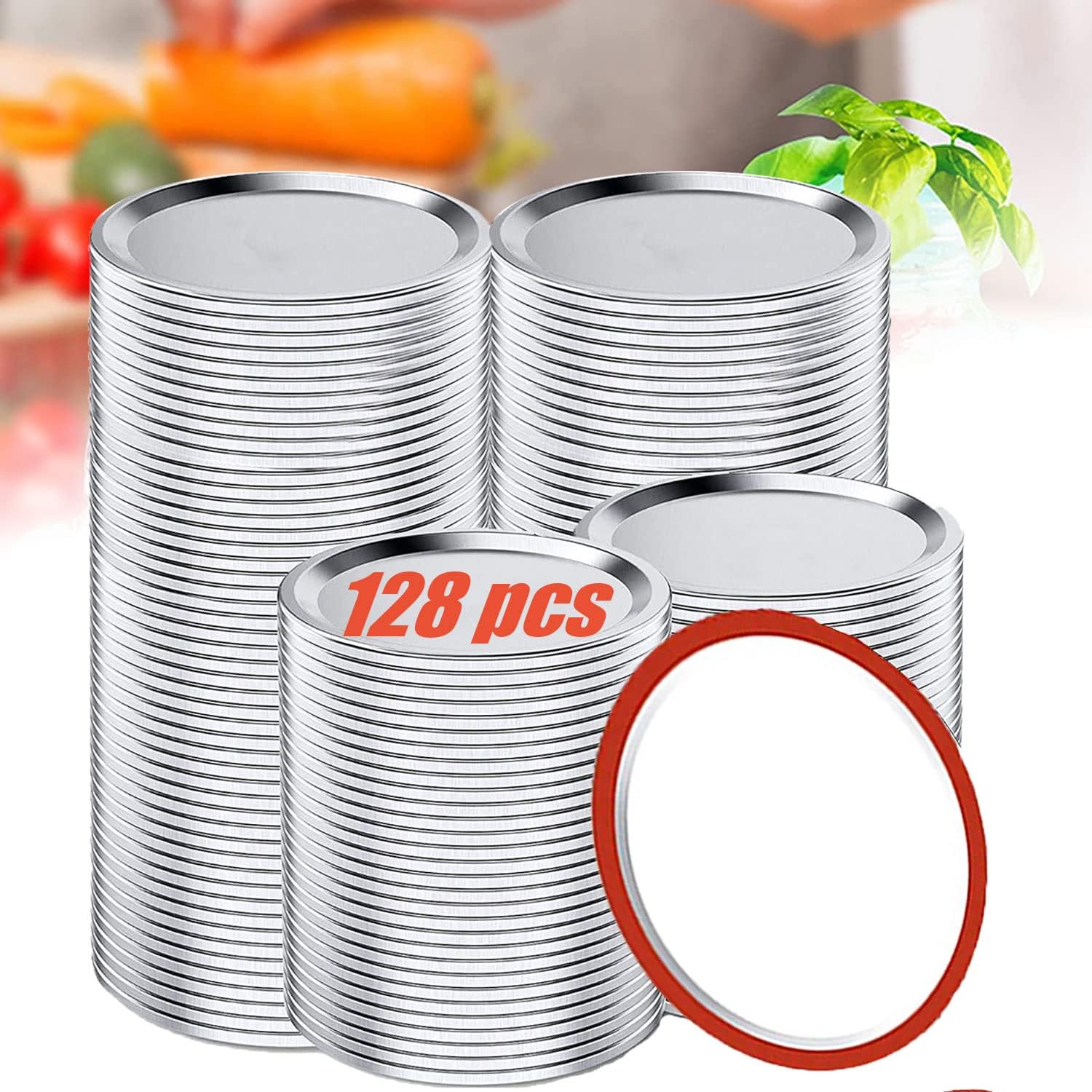 128 Count Regular Mouth Canning Lids for Ball, Kerr Jars, SplitType Mason Jar Lids for Caning