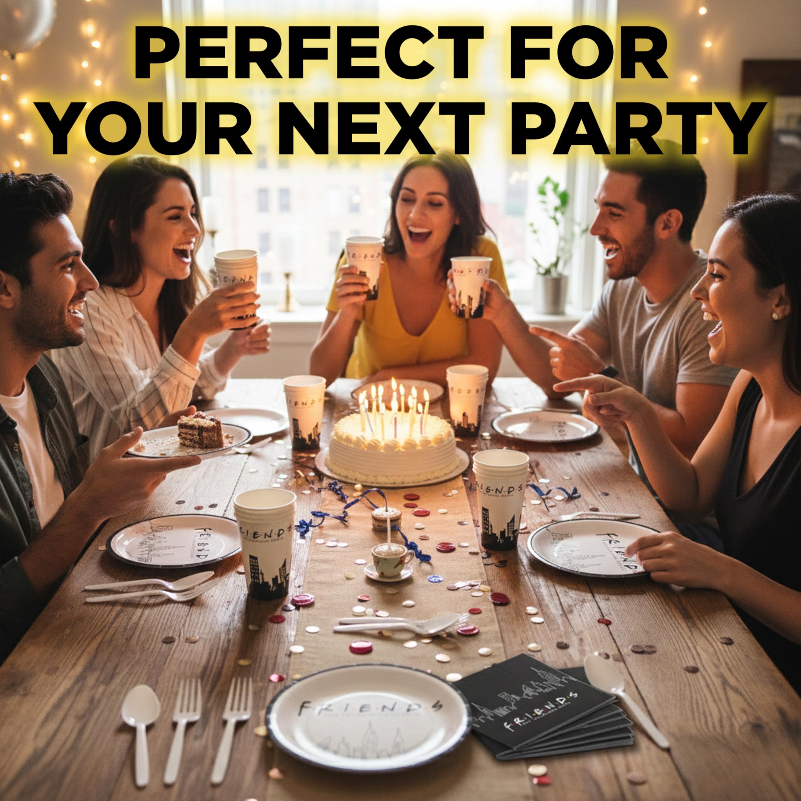 Silver Buffalo The Friends 60 cnt Party-Set aus Papier, 60-teilig, mehrfarbig
