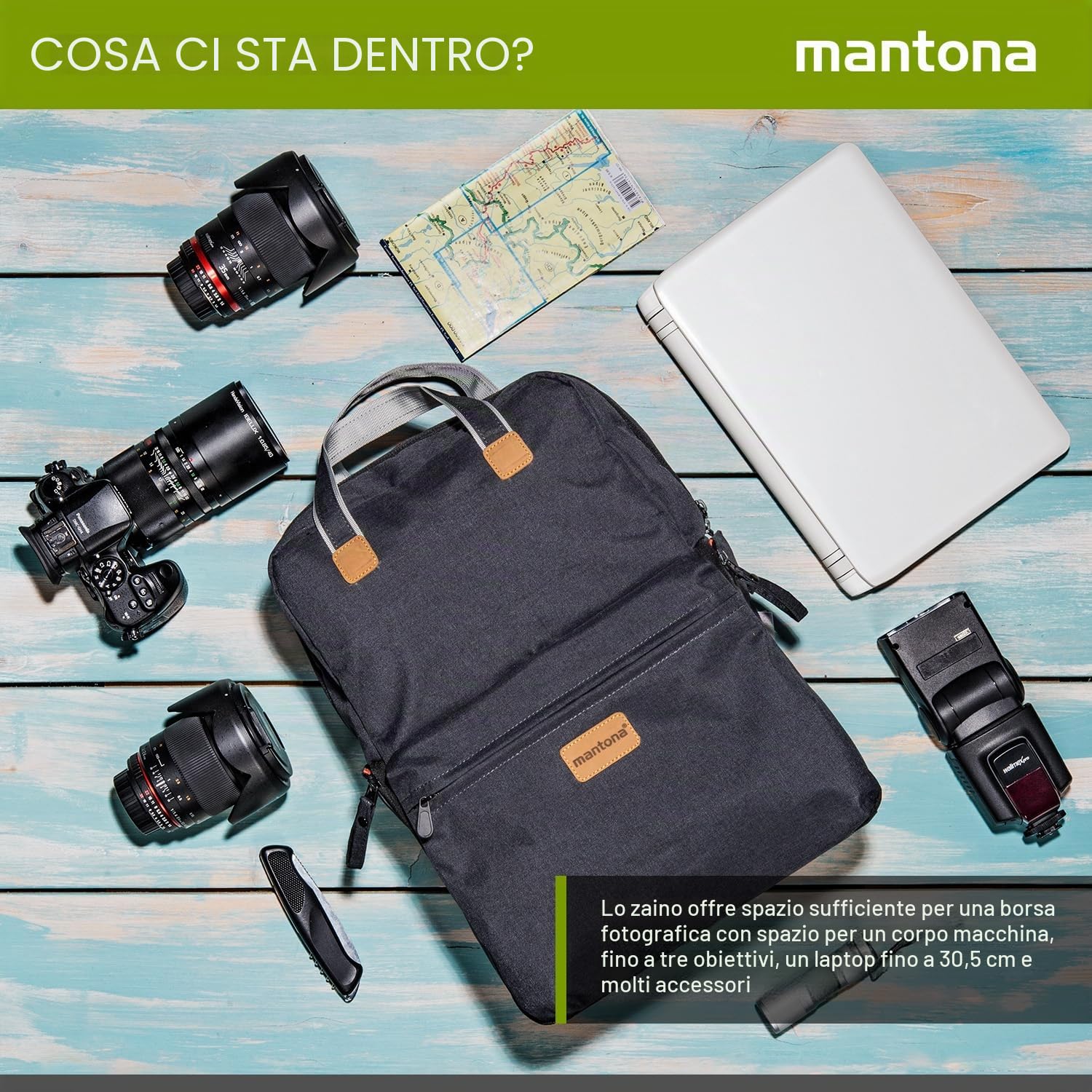 Mantona Urban Companion Fotorucksack und Tasche, anthrazit, 450mm