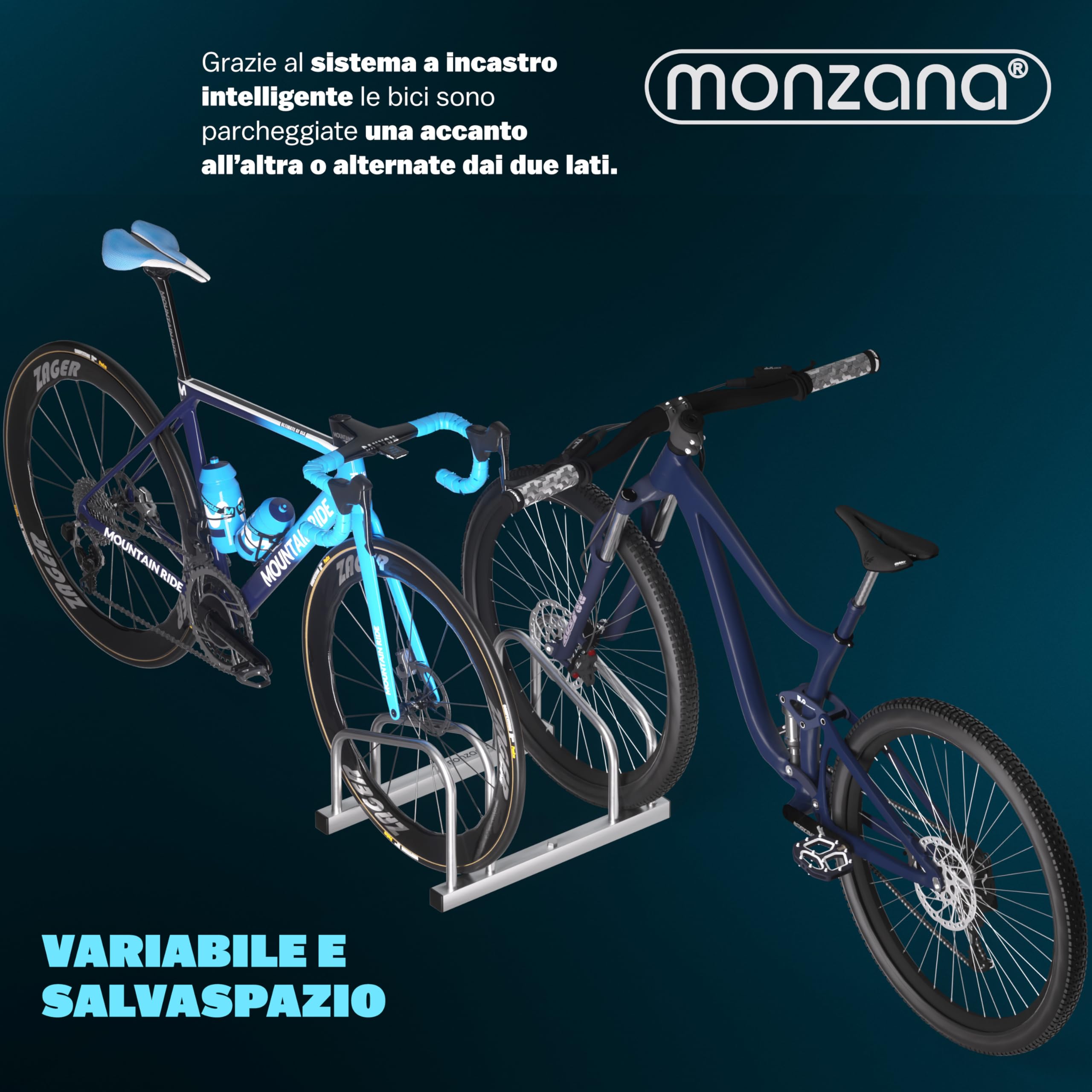 Monzana® Rastrelliera per Biciclette 2 Posti per Pneumatici 35-60 mm Porta Bici Posteggio per Bicicletta