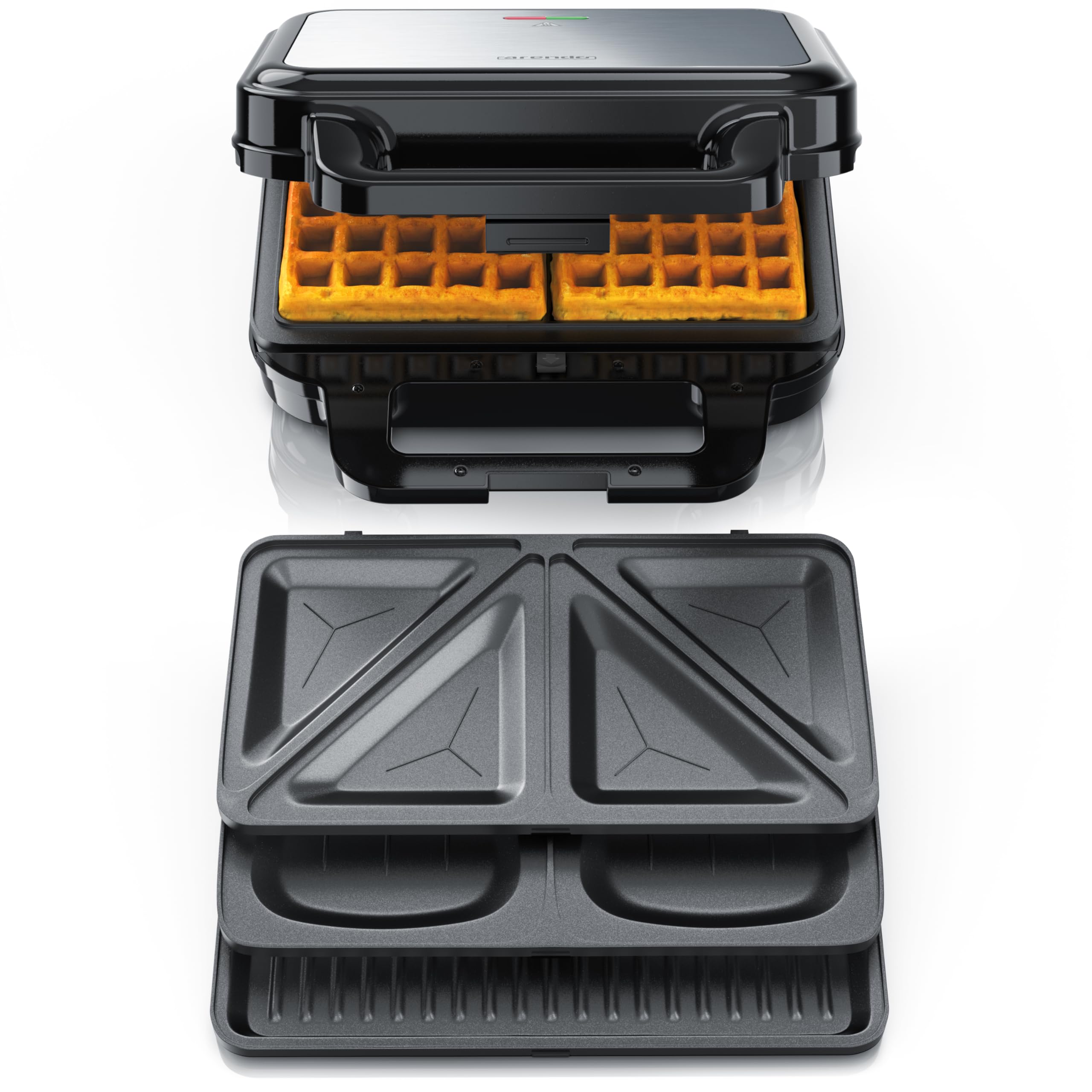 Arendo -Sandwichmaker mit Wechselplatten - Waffeleisen doppelt - 4 in 1 - Panini Maker Kontaktgrill - Antihaftbeschichtung - BPA frei - Temperaturkontrolle – Sandwich Maker - Sandwichtoaster