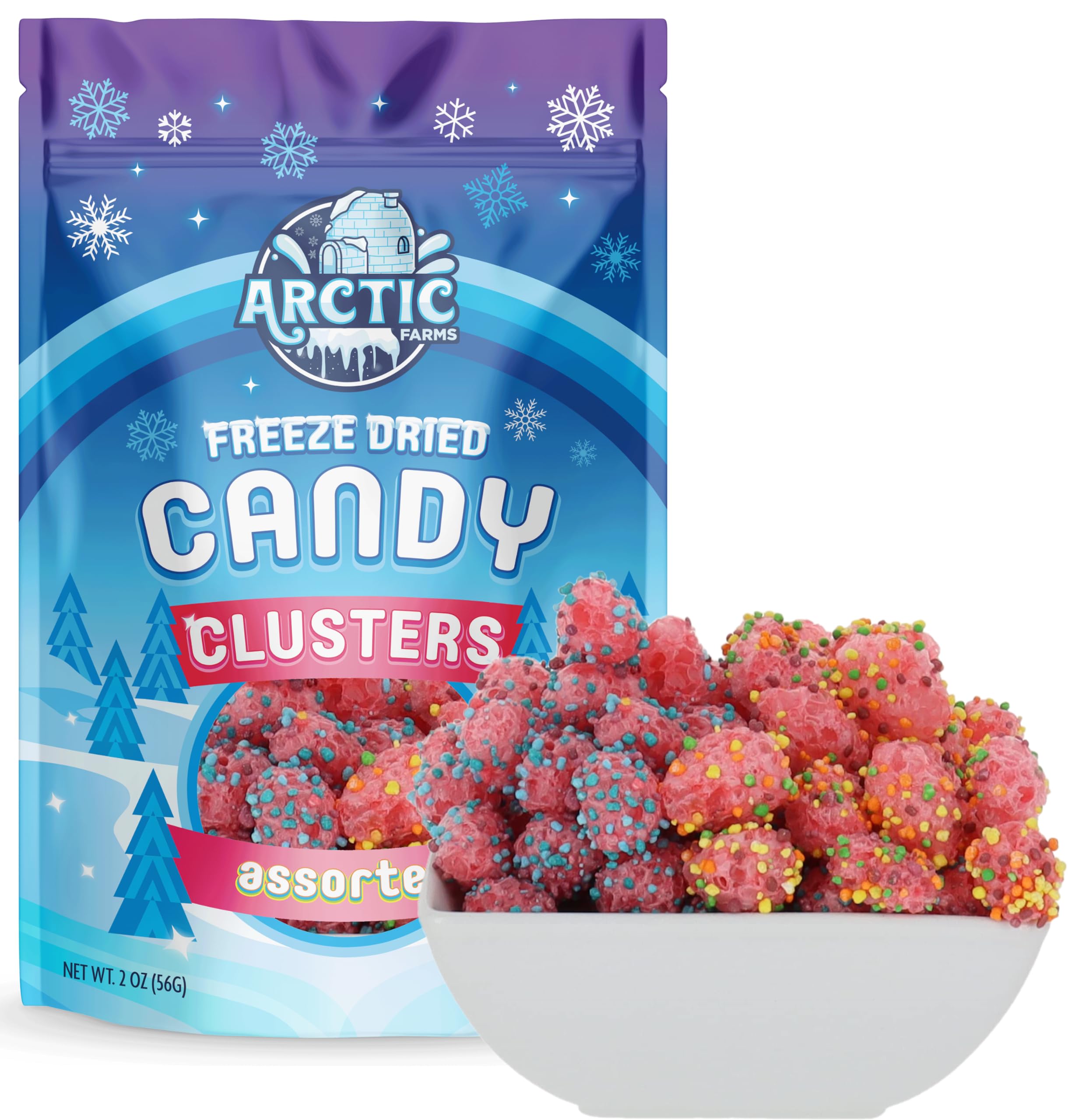 Arctic FarmsFreeze Dried Candy Clusters Candies 2oz Bagged and Boxed (Assorted Flavors)