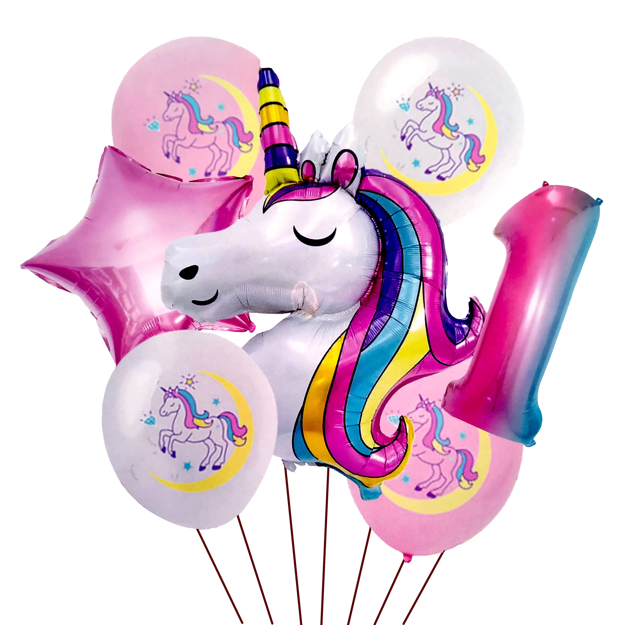 Propsicle Birthday Foil 1 Number Unicorn Balloon Pink For First Birthday Princess Girl Party Decoration Item…