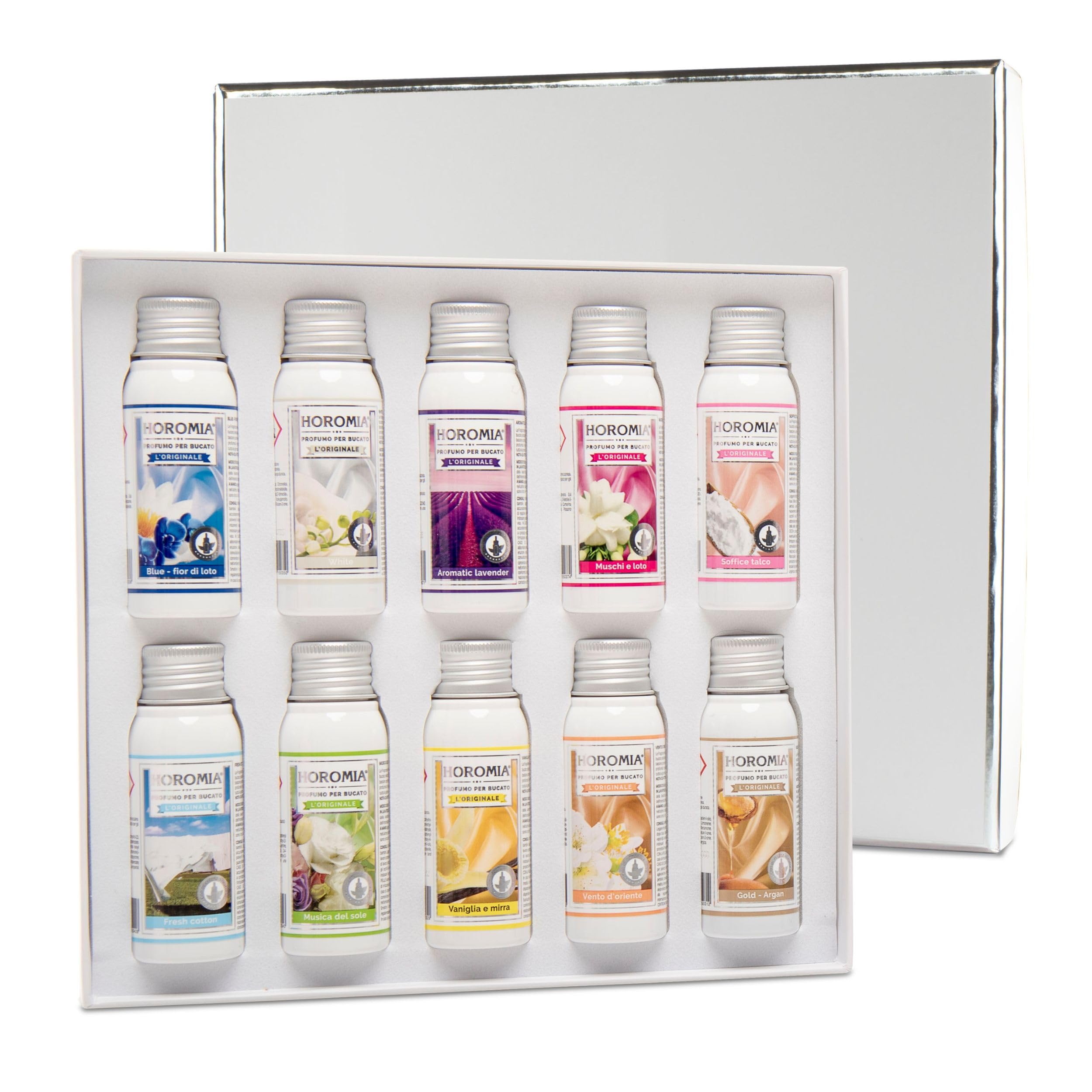 Horomia Horobox Silver Profuma Bucato 10 Essenze Flaconi Impostata - 500 Ml