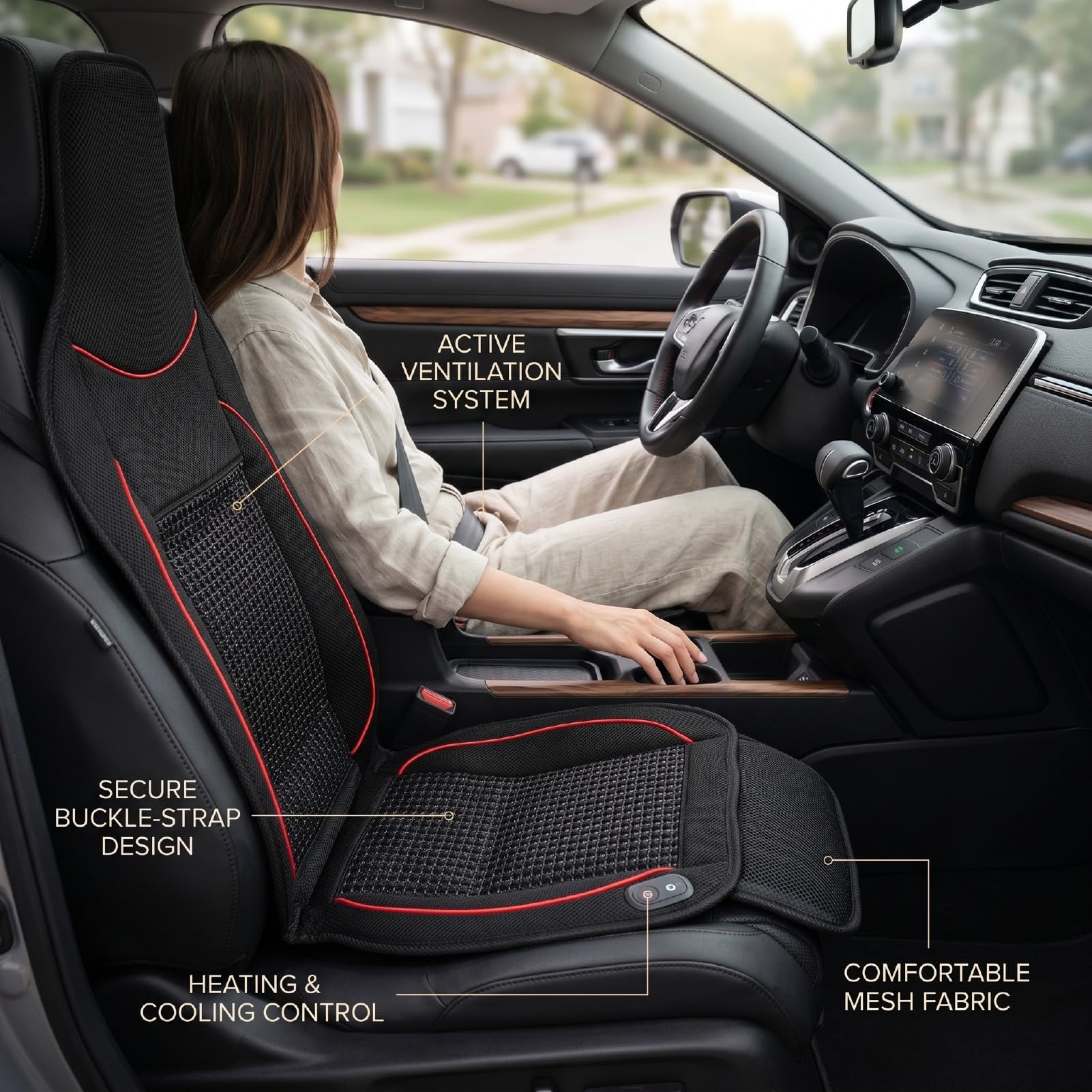 Luocute Coprisedile per Auto Rinfrescante con Supporto per la Schiena, 2 Ventole Funzione Massaggio Coprisedile per Camion in Pelle Mesh 3D, Universale per SUV Semirimorchi, Ricambio per