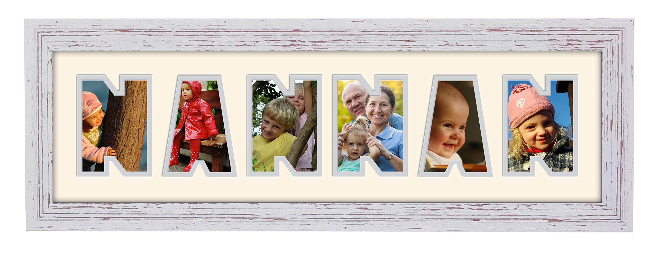 Photos In A Word Shabby Chic Finish Frame Cream Mount Grey Inside Nannan Photo Frame Word Photo Frame Name Frame 1273-Cc (Shabby Chic Finish Frame Cream Mount Grey Inside)