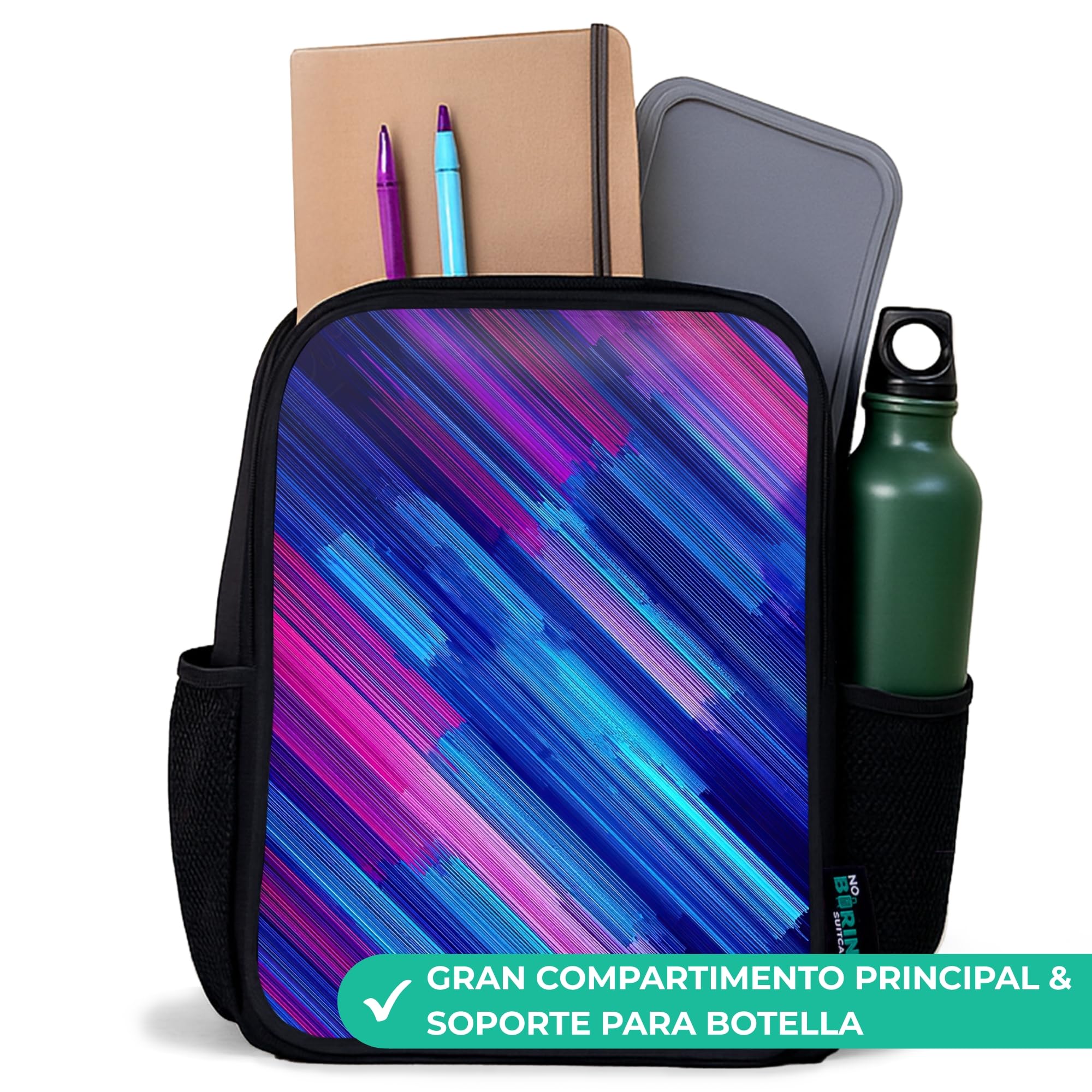 NoBoringSuitcases© Zaino Per Bambini Elementar Scuola Nero Zaini | 8L - Scolastici Backpack Da Viaggio Leggero Piccolo Zainetto School Bag Colorato Asilo Bimbo