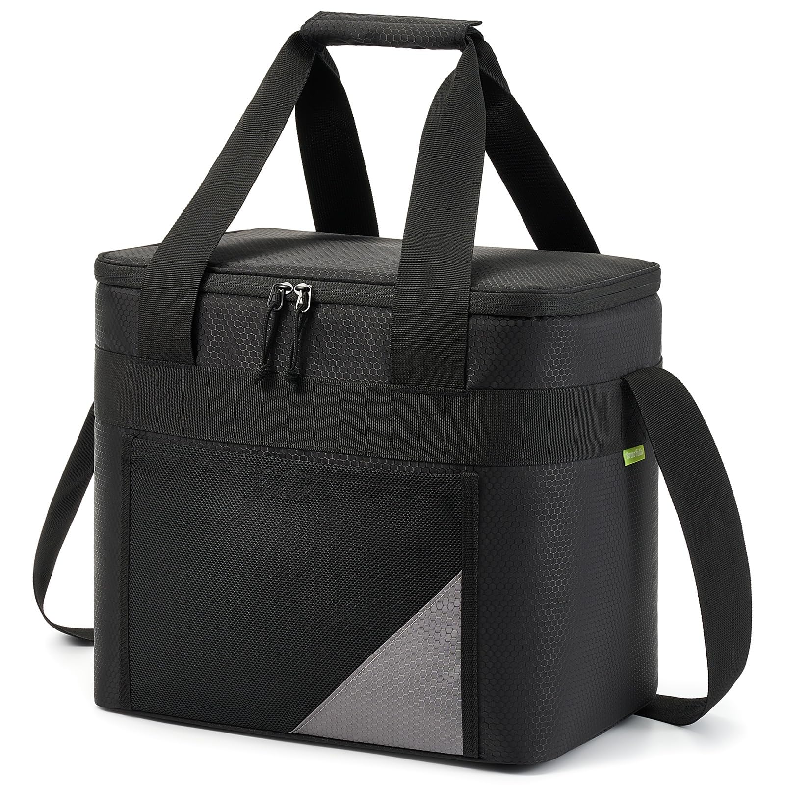 PeranoRidia Isolierte Kühltasche 20/30L – Große Faltbare Picknicktasche für Auto und Einkauf, Leichte Tragbare Kühlbox für Camping, Strand, Picknick und Reisen, Schwarz/Grün