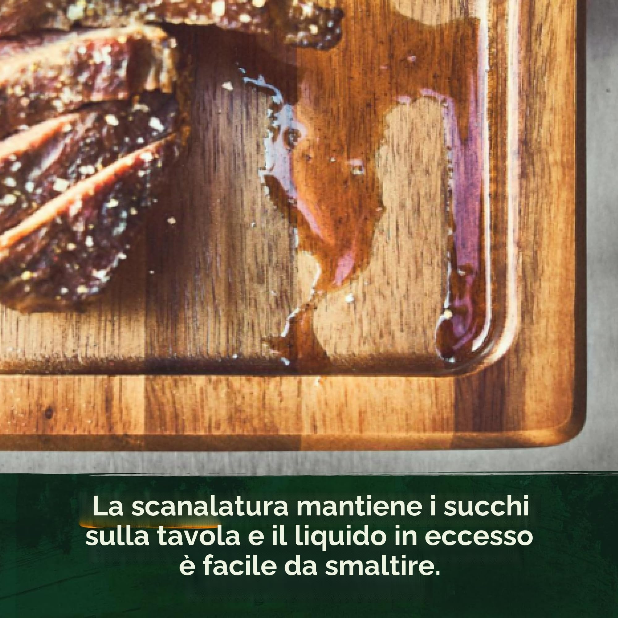 Tagliere in legno di acacia BURNHARD® XXL, superficie di taglio, scanalatura per succhi, antiscivolo, utilizzabile su entrambi i lati, 52x38 cm, design robusto – Tagliere in acacia
