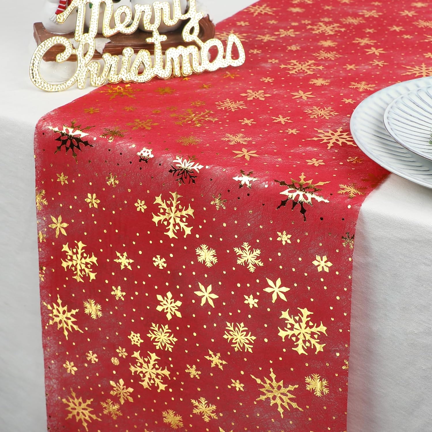 Qidordour Christmas Table Runner, 11" x 196 Inch Long Table