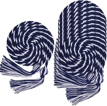16 Pack Dark Blue with White Graduation Honor Ropes Cords Bulk, Yarn Honor Cords with Tassel for High School Bachelor Gown College Graduation 2026Dark Blue with White