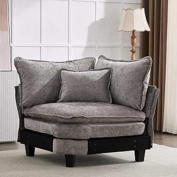 IPKIG Corner Seat Module for Modular Sectional Sofa, Corner Module for Customizable Sectional Sofa Couch Light Grey, Corner Seat Module