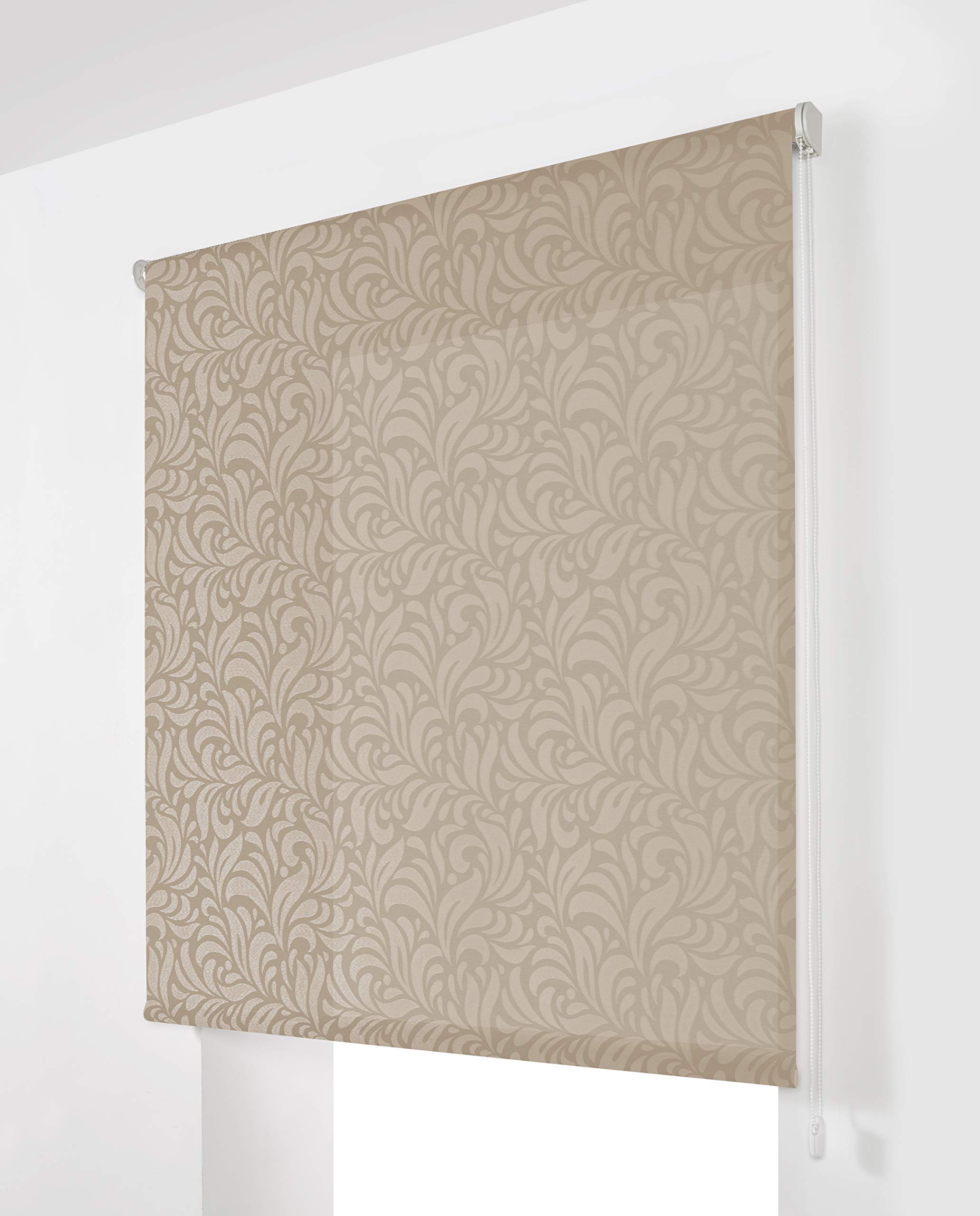 Estoralis MYRCELLA | Estor Enrollable Diseño Moderno | Translúcido Jacquard | Color Lino | 150 x 180 cm (Ancho/Alto) Tamaño Tela 147 x 175 cm | Estores para Ventanas y Puertas