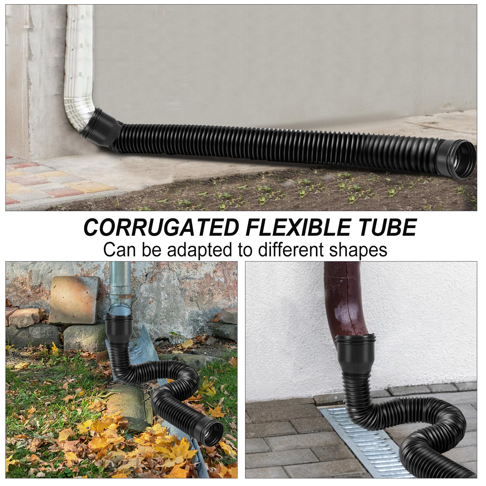 Fallrohrverlängerung 150cm Flexibel - PE Ablaufrohr Für Regenrinne Schwarz