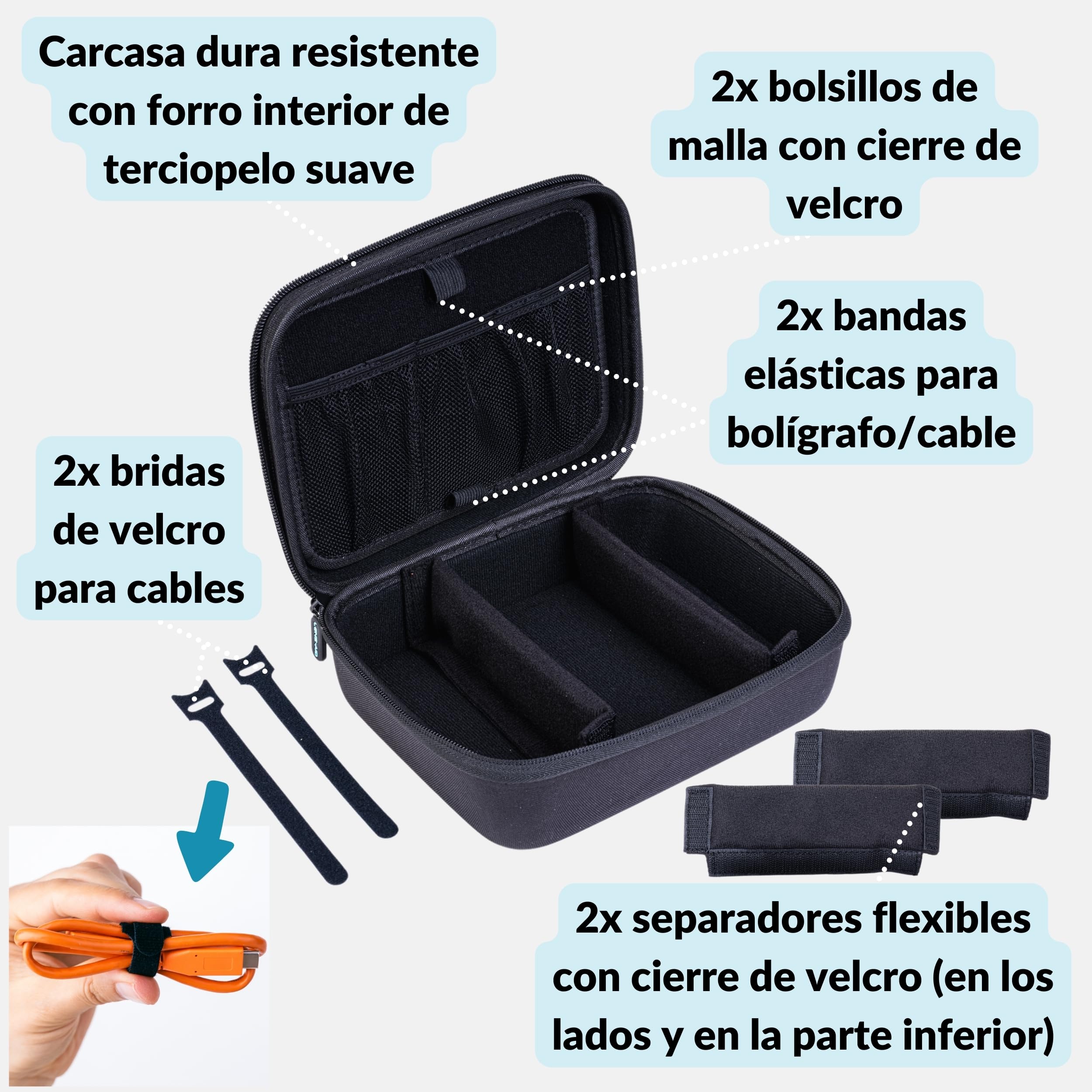 LENS-AID Estuche Organizador para Accesorios de cámara y tecnología, Negro, Medium, Estuche rígido para Guardar en Viajes