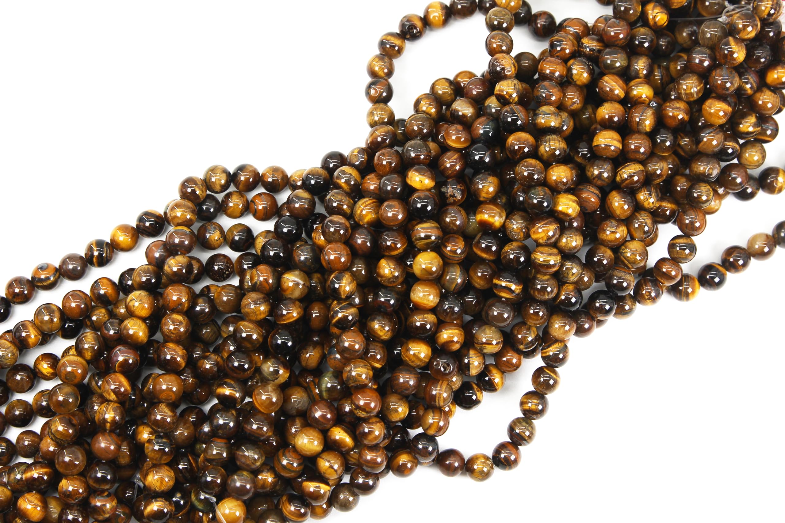 Qiwan 35PCS 10mm Yellow Tiger Eye A Grade Gemstone Loose Beads Natural Round Crystal Energy Stone Healing Power for Jewelry Making 1 Strand 15" 4