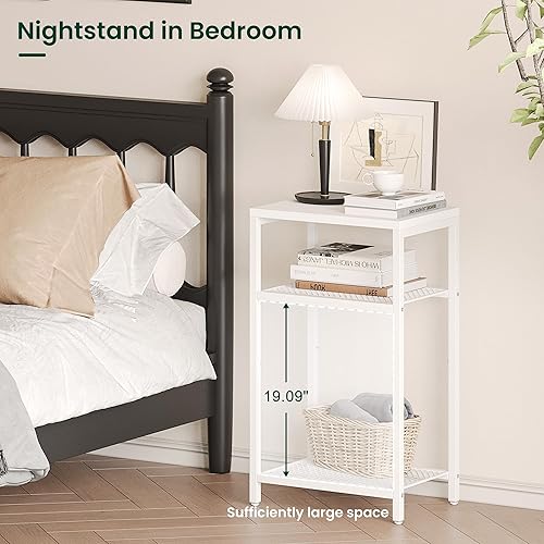 Miniatura 3 de Yifeel Juego de 2 mesas auxiliares de 3 niveles con almacenamiento, mesa de teléfono alta, mesita de noche para espacios pequeños, sala de estar,