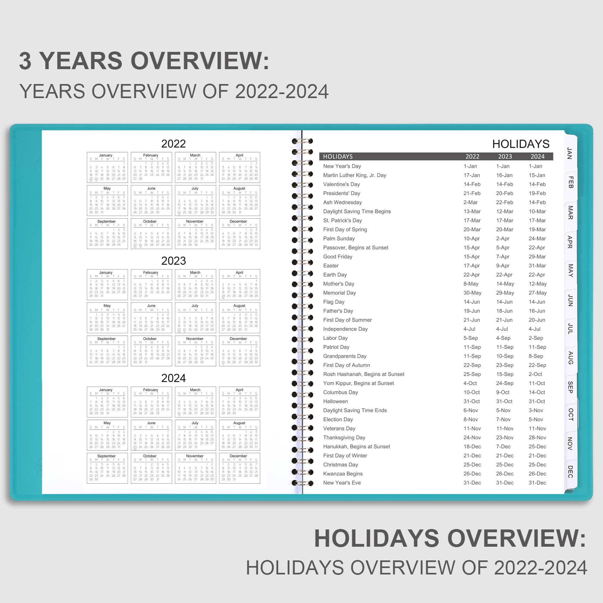 2022 Monthly Planner/Calendar Monthly Planner 2022 with Tabs, Leather