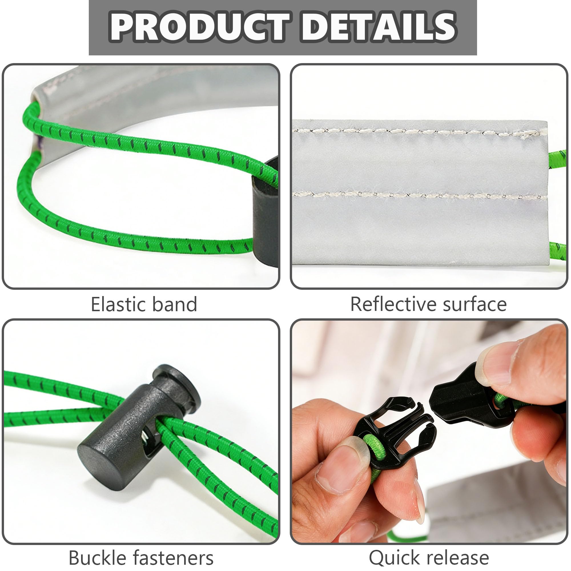 2 Paar Reflektorband Elastisch – Hosenclips Mit Schnellverschluss Für Joggen, Radfahren & Laufen