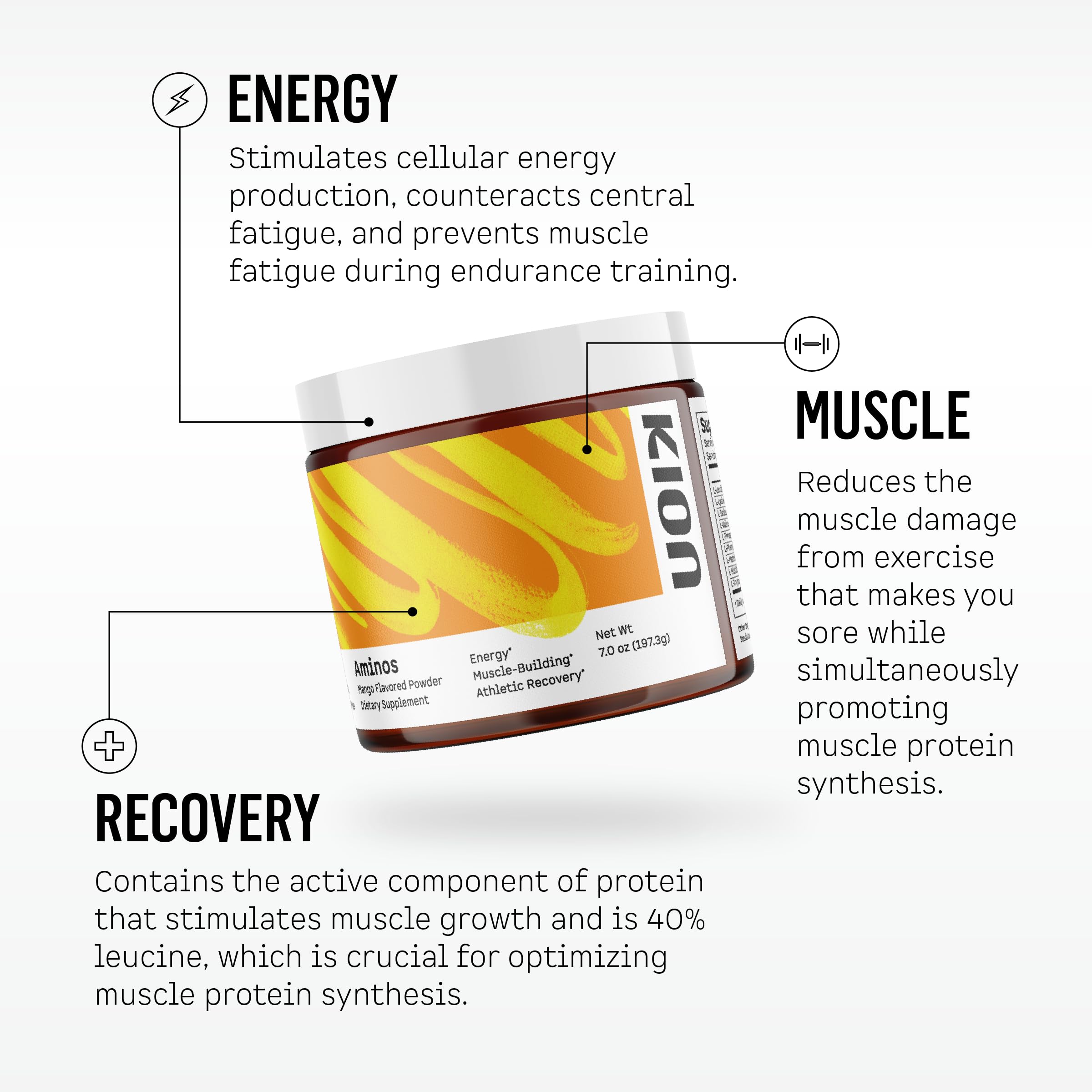 Kion Aminos Essential Amino Acids Powder | All 9 EAAs + BCAAs for Lean Muscle, Recovery & Energy | Sugar-Free, Caffeine-Free — Amazon image 3