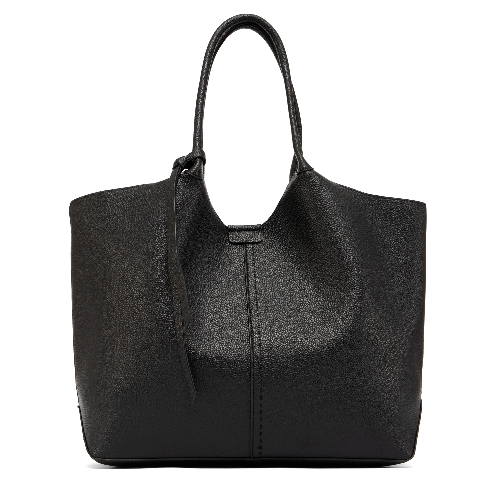 NEWBELLA Tote Bag for Women, Vegan Leather Crossbody Shoulder Bag, Top Handle Satchel Purse for Work, Travel, Daily Use (Black-Tote)