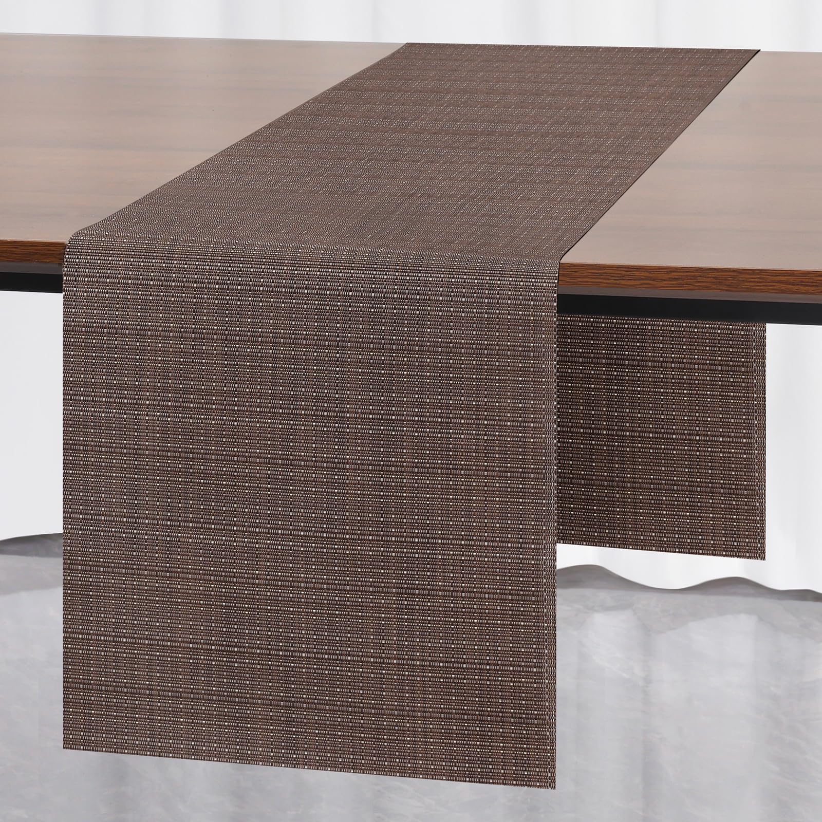 Myir JUN Table Runner, Vinyl Table Runner Indoor Arbitrarily Cropped Runner for Table Heatproof for Home Party (Coffee, 12 x 94 inch)