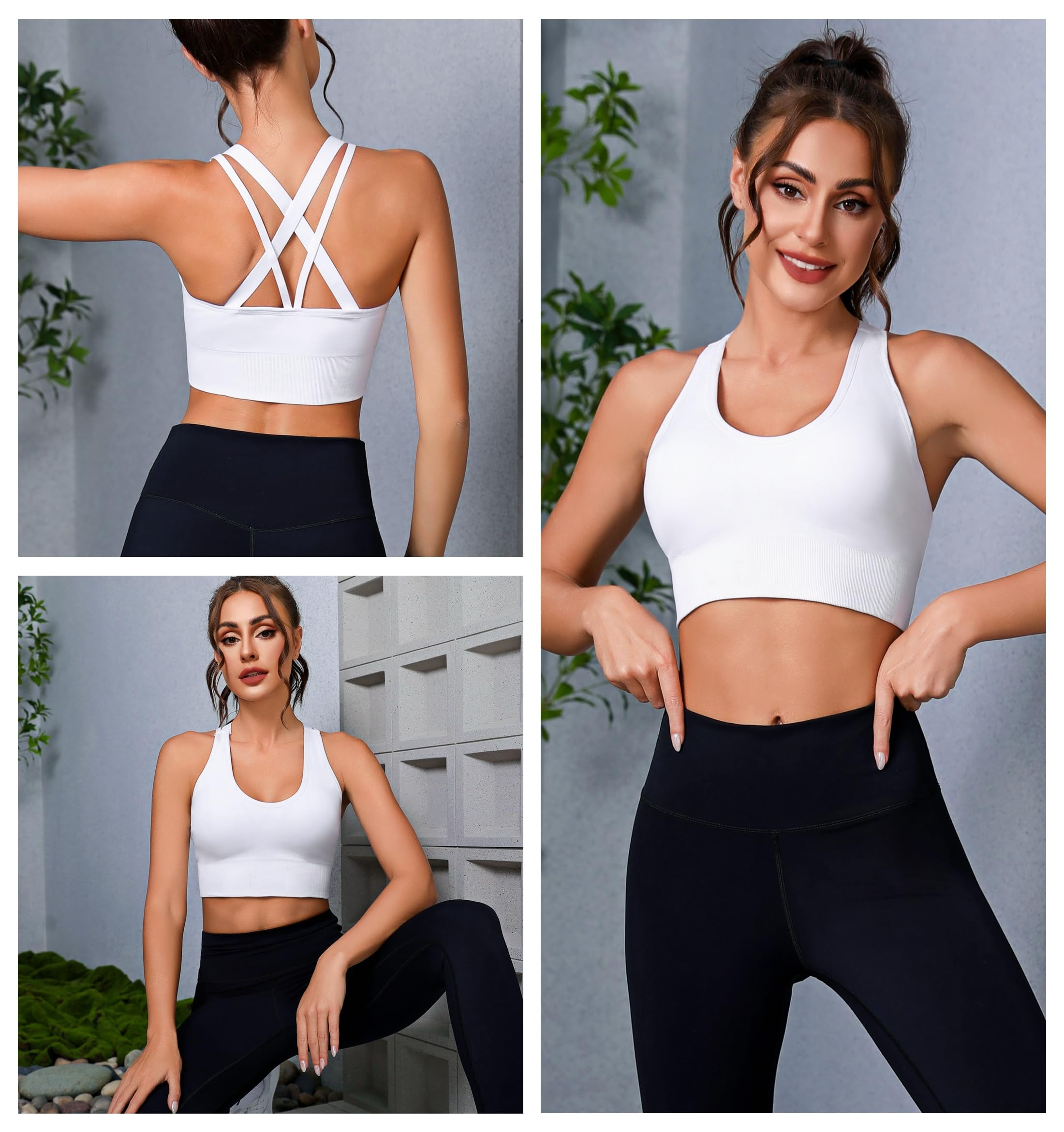 Leversic Reggiseno Sportivo da Donna Reggiseno Yoga Top Fitness Donna Imbottito Senza Ferretto Reggiseni Push Up per Yoga Jogging Gym S-XL