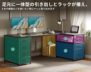 Amazon | AODK パソコンデスク 引き出し6杯付き ゲーミング