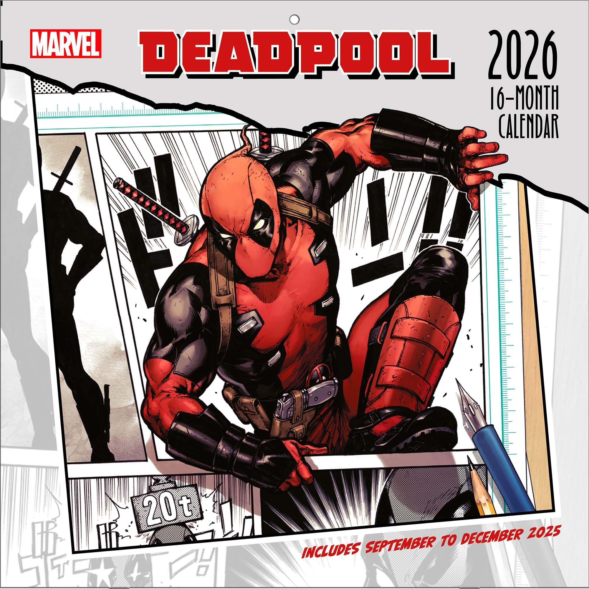 Pyramid International DEADPOOL (Breakout Edition) 2026 Square Wall Calendar – Official 16-Month Marvel Comics Calendar with Humorous Art – Superhero Gift for Comic & Movie Fans
