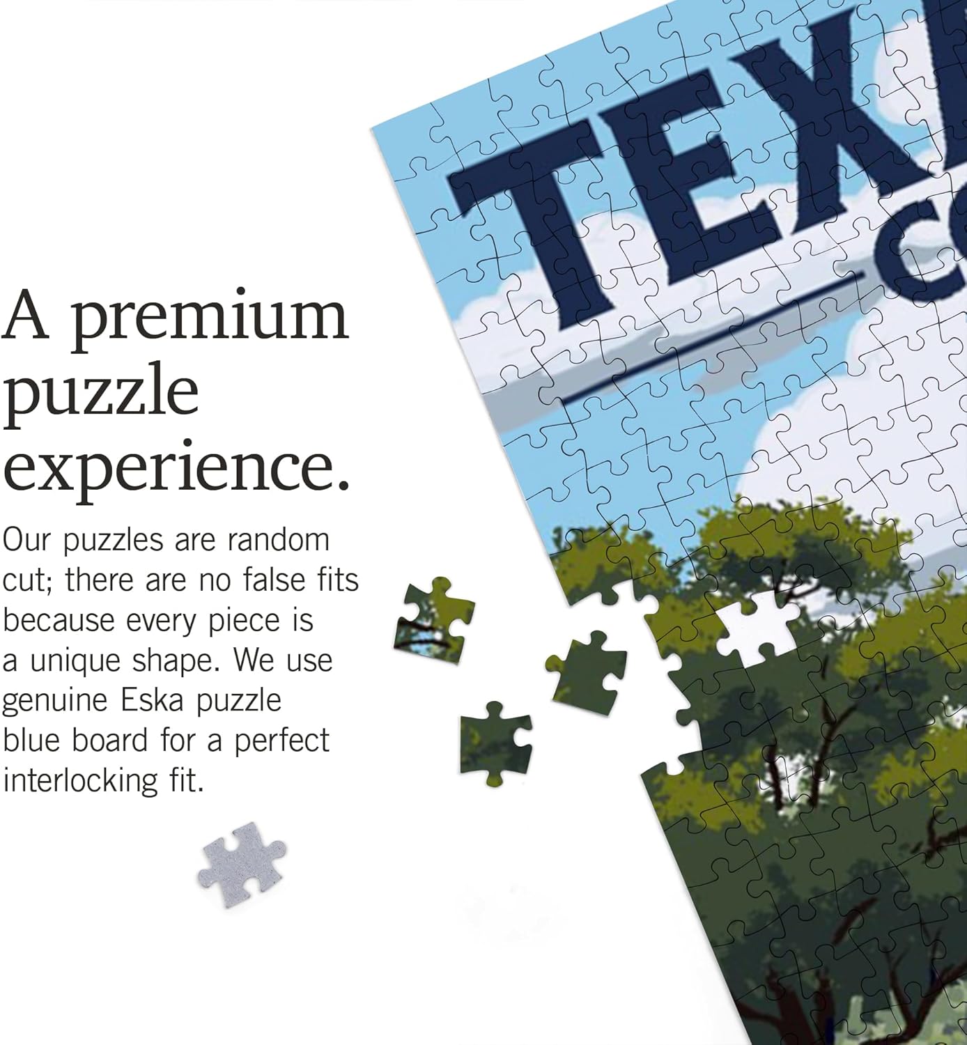Texas Hill Country, Bluebonnets and Highway (1000 Piece Puzzle, Challenging Jigsaw Puzzle for Adults, Made in USA)