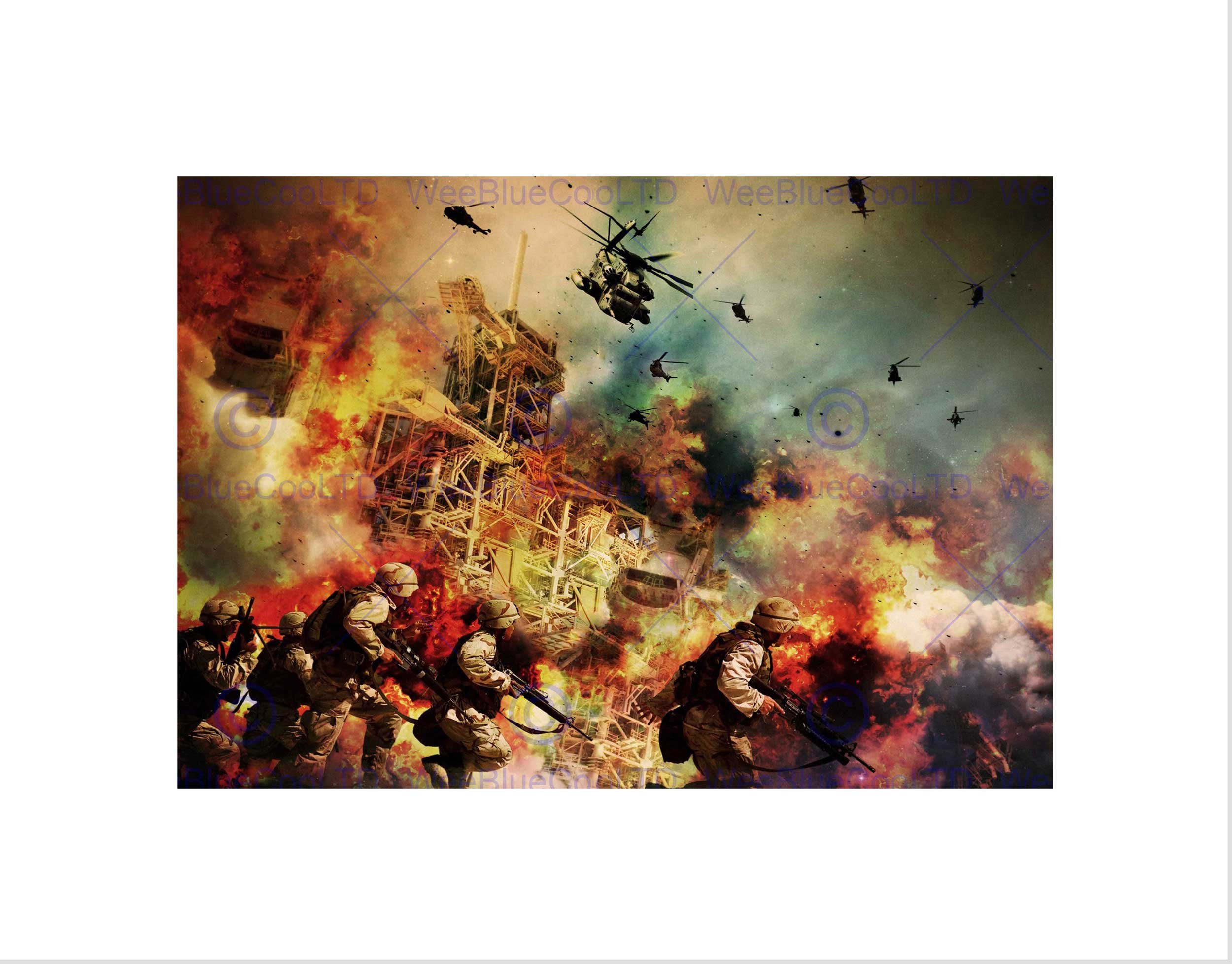 Wee Blue Coo PHOTOGRAPH COMPOSITION MILTARY WARZONE COMBAT WAR FRAMED ART PRINT B12X3712