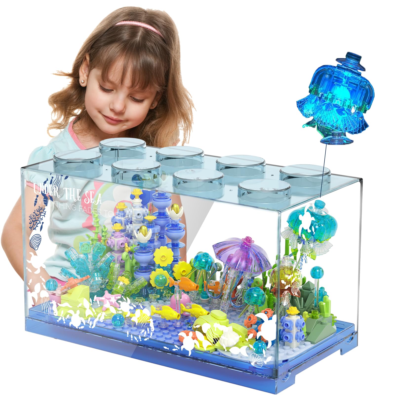 Amazon.co.jp: 水槽ブロック-水族館モデルパズルおもちゃ海底キット