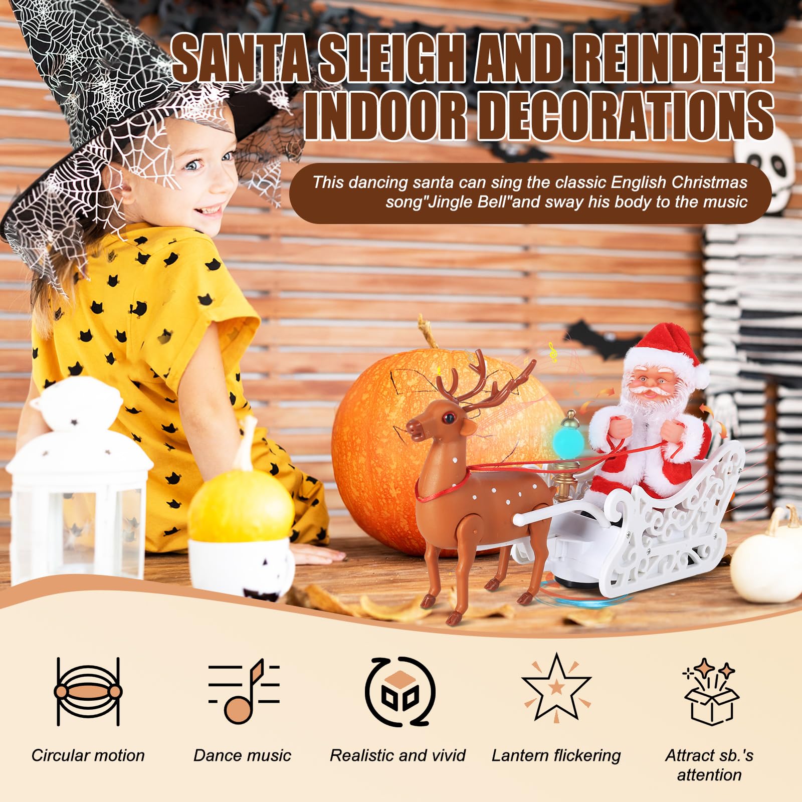 Amazon.co.jp: サンタのそりとトナカイのおもちゃ、歌う踊るジングル