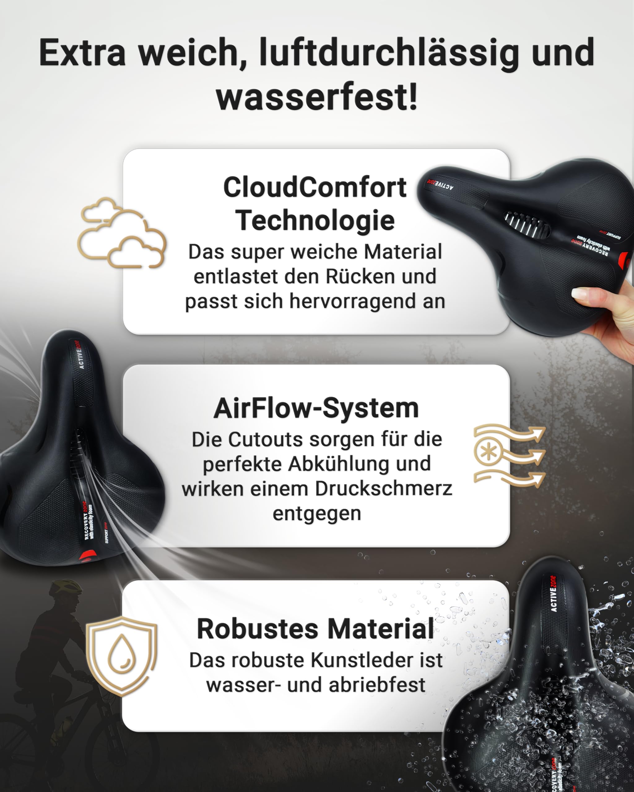 PAJ GPS Fahrradsattel ohne Halterung - Cloud Comfort Technologie - geeignet in Verbindung mit dem Easy Finder 4G (Nicht enthalten) als GPS Tracker für Fahrräder, e Fahrrad, MTB UVM im Fahrrad Sattel