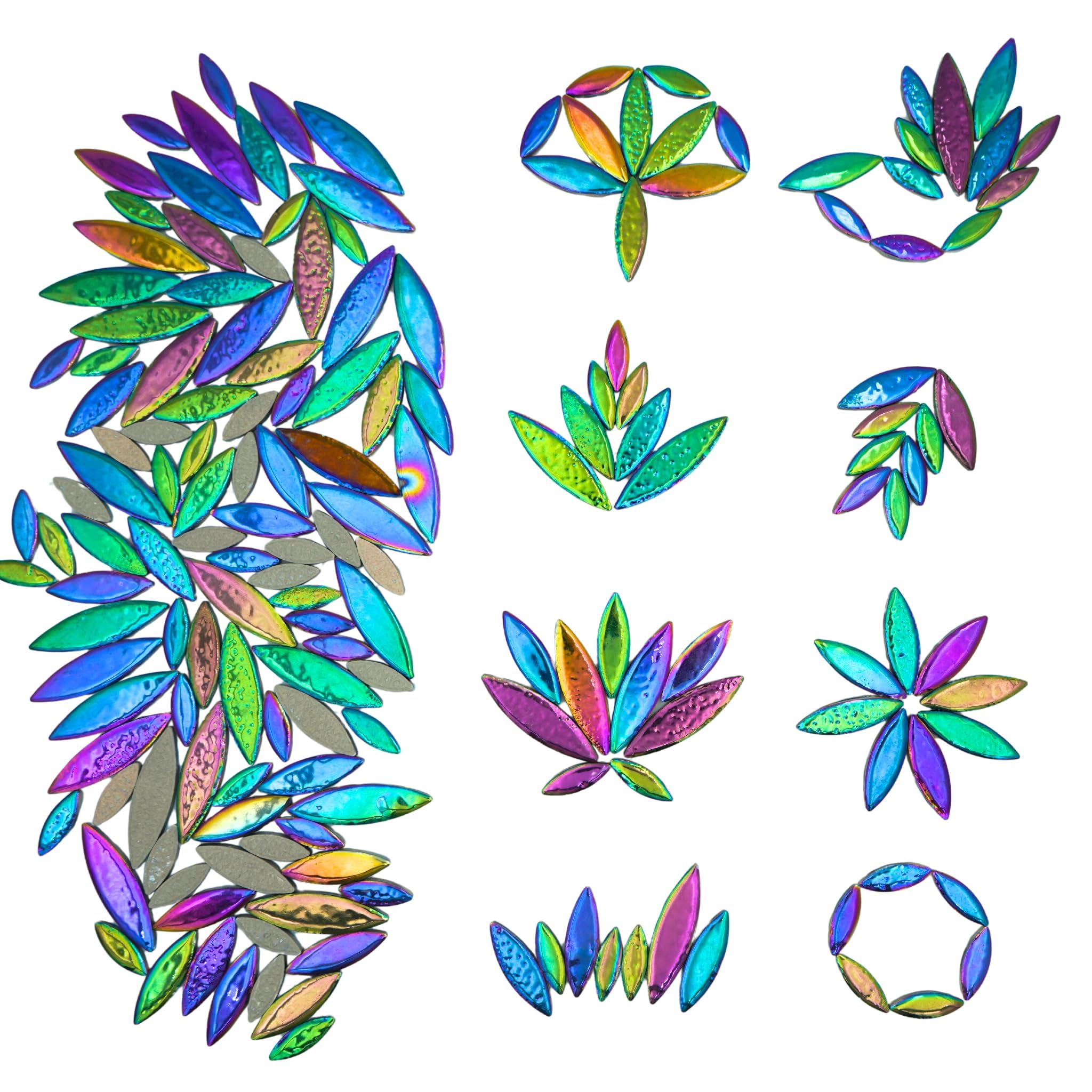 Yuvori 1.1 lbs Ceramic Leaf-Shaped Mosaic Tiles, Mixed Sizes, DIY Decor for Bathrooms Living Rooms, Kitchens, Gardens (Rainbow) - Image 2