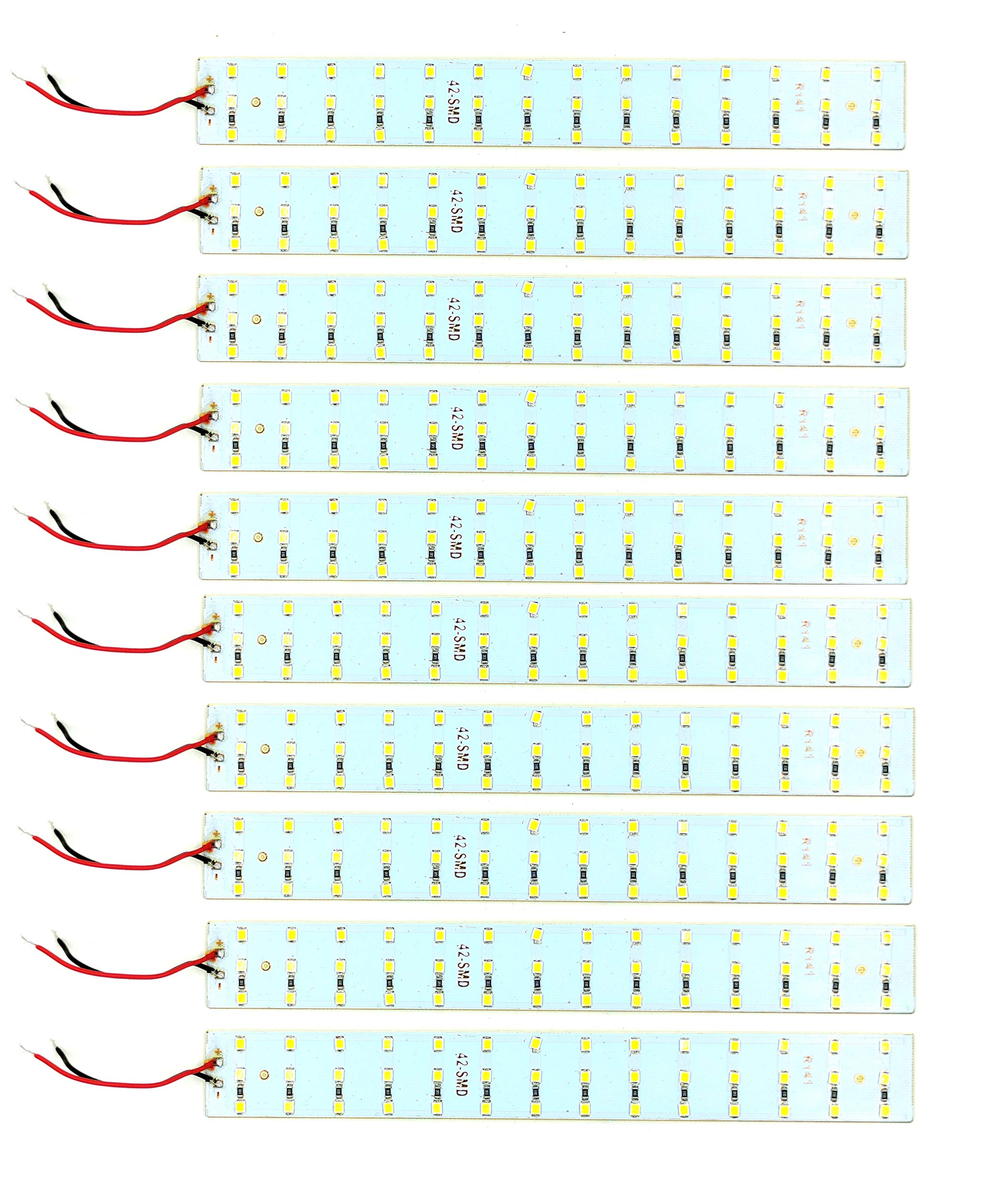 INVENTO10Pcs 12V 15W 2835 LED Strip White Color 42 SMD LED Plate 200x25x2.5mm High Power Ultra Bright