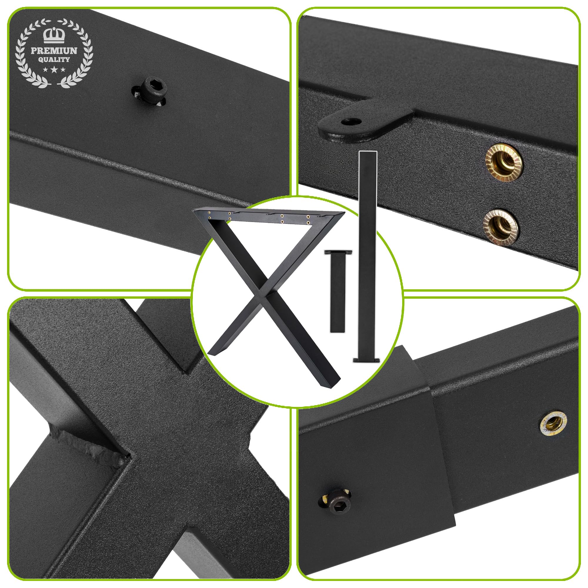 NEXT LEVEL - Patas para Mesas, 65x74cm, Perfil 80x40mm, Incluye Tirantes para la Estabilidad, Compatible con Madera y Cristal y Anchos de 70-100cm, Ideal para Escritorio y Comedor