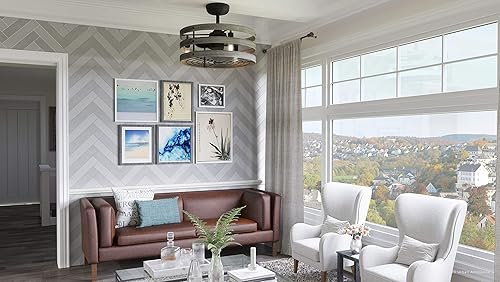 Miniatura 2 de Urban Ambiance Ventilador de techo de interior moderno de lujo, tamaño pequeño: 18.1 pulgadas de alto x 23.5 pulgadas de ancho, con elementos de