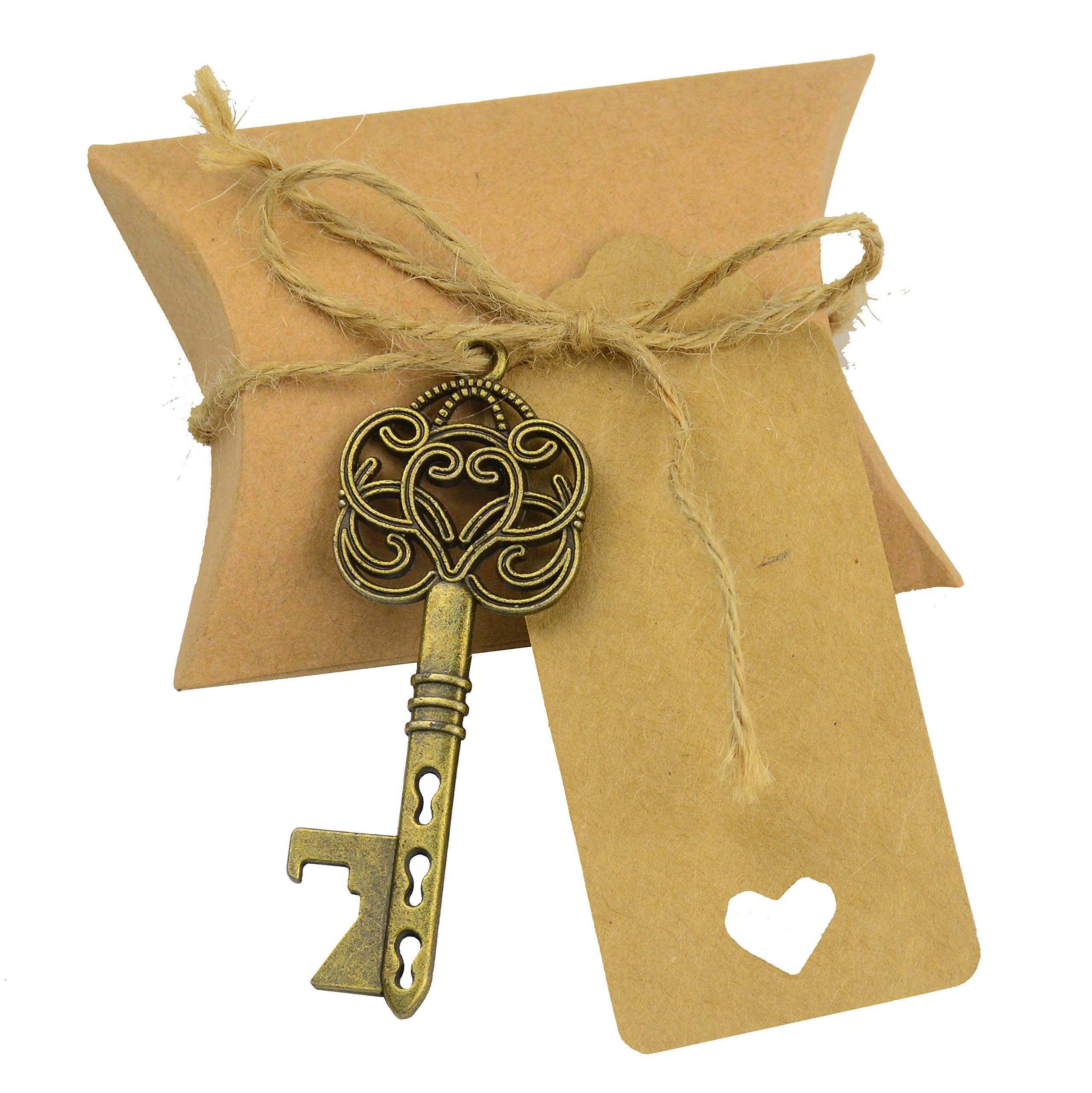 Favor de la Boda Regalo de Recuerdo Set Caja de Dulces Esqueleto Llave Abrebotellas French Ribbon
