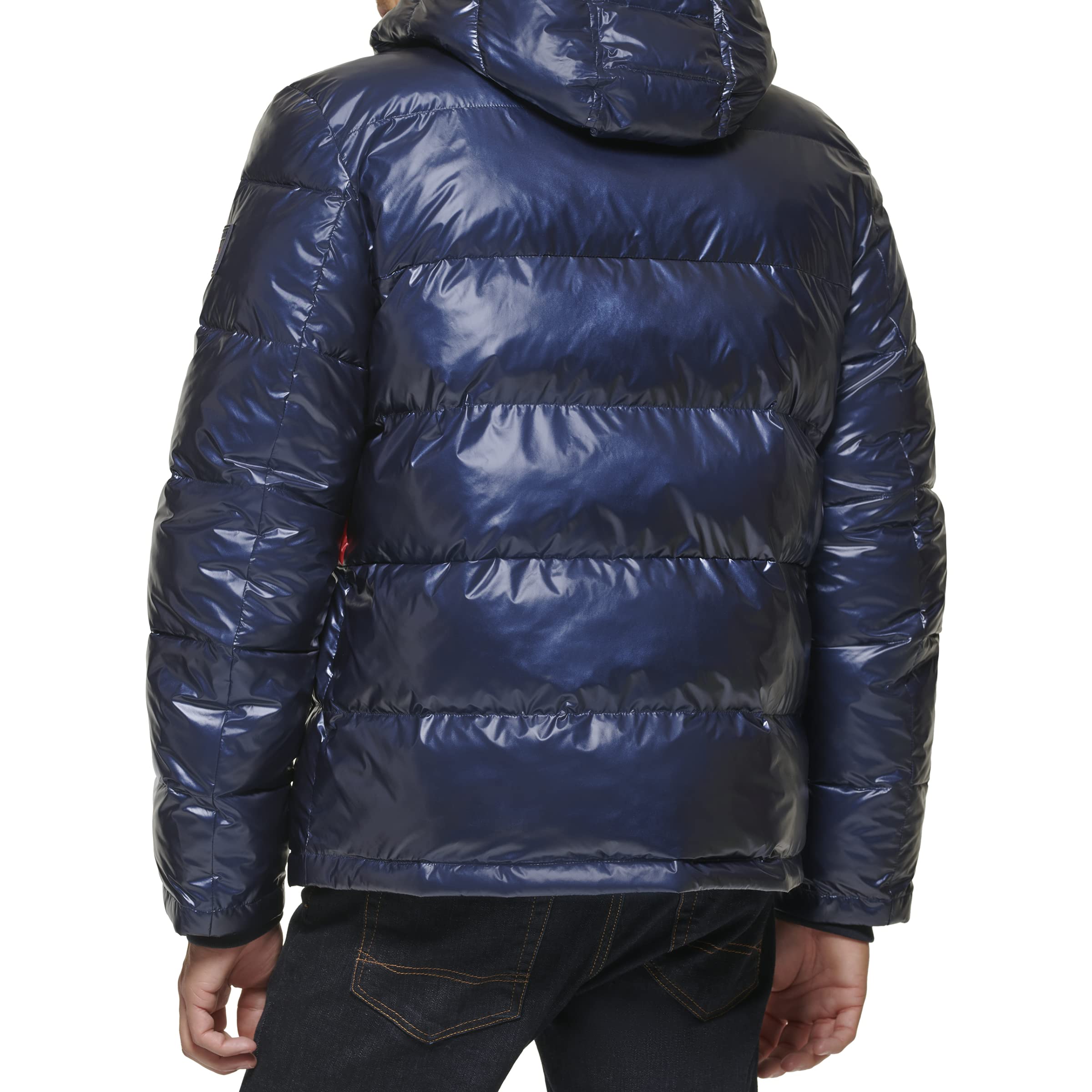 Tommy Hilfiger Herren Hooded Puffer Jacket (Standard and Big & Tall) Daunenalternativer Mantel, Tommy-Flagge, Perlglanz, Marineblau, XXL – Ansicht 2