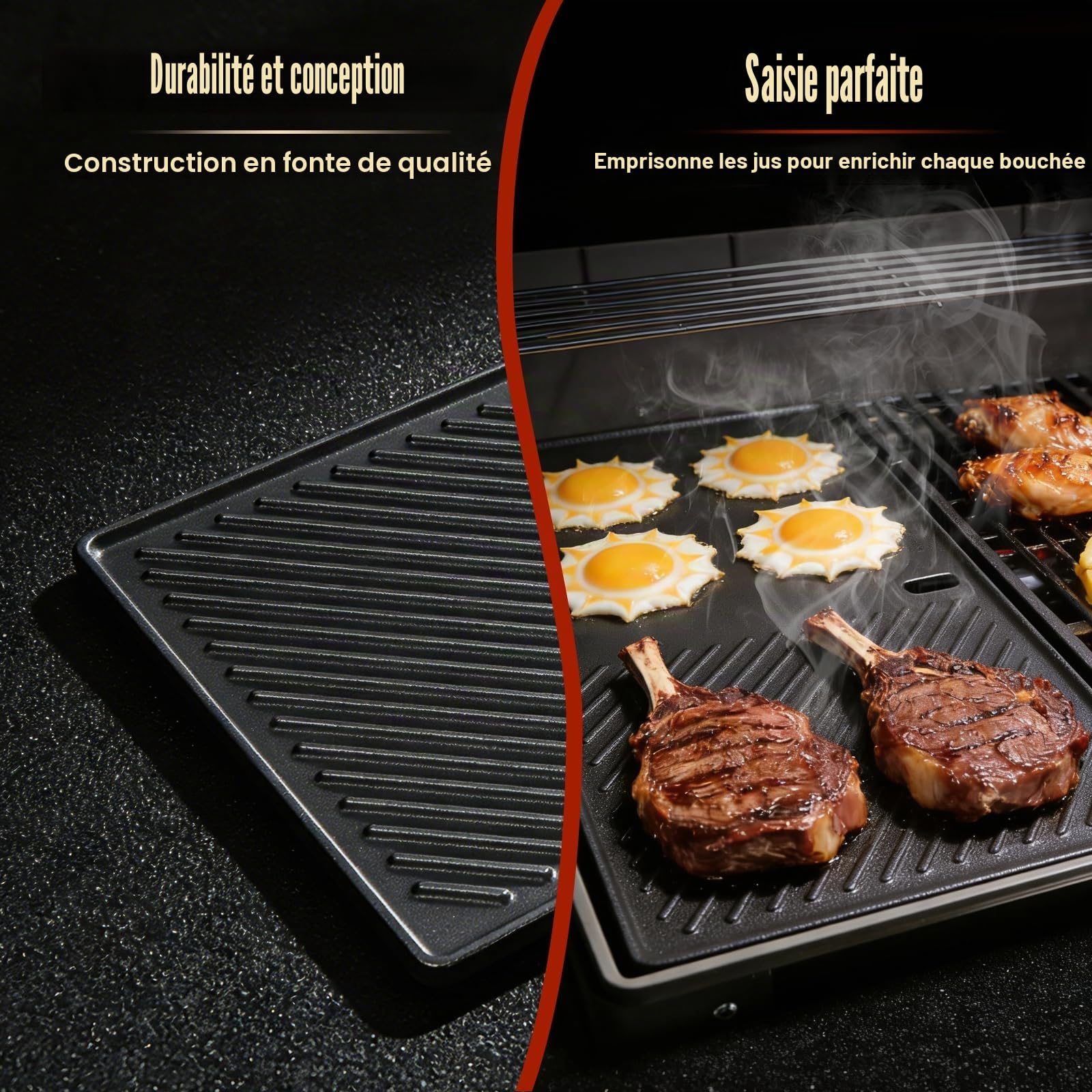 Denmay Plaque de cuisson en fonte 7637 - 44,4 x 26 cm - Pour barbecue à gaz Weber Spirit I II E210 E220 S210 S220 (avec boutons de commande avant) - Plaque de rechange pour Weber Spirit I II 200 - 1