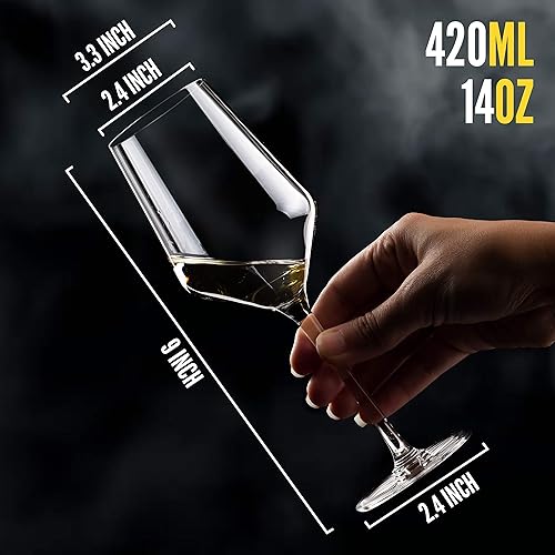 Miniatura 3 de Copas de vino blanco (juego de 2, 19 onzas), vasos modernos y únicos, juegos de cristalería transparente, también para beber vino tinto, vasos