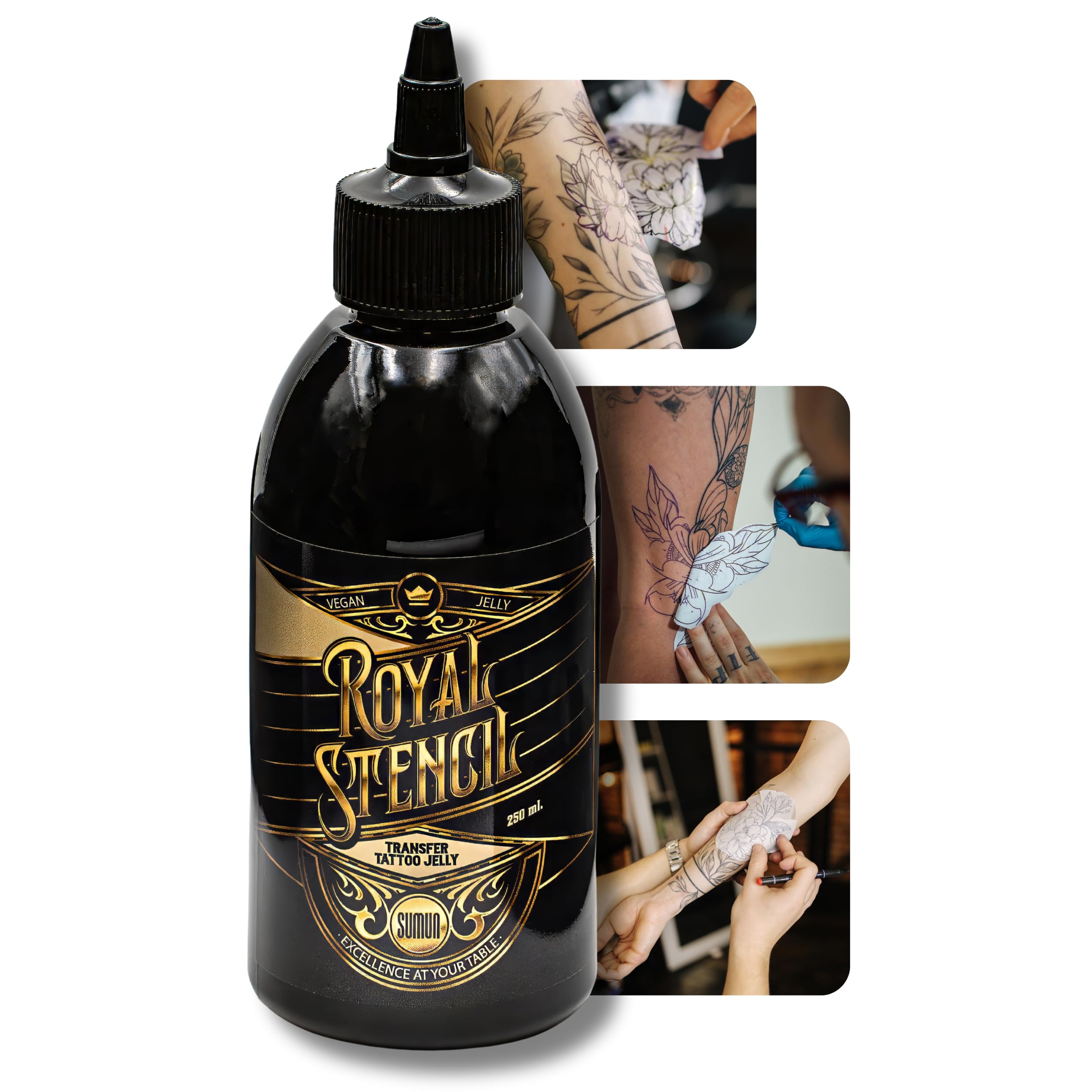 SUMUN TATTOO - Royal Stencil | Stencil Tattoo Transfer Profesional | Gel Vegano Sin Colorantes Ni Aromas | Stencil Stuff Compatible Con Papel De Calco | Transfer Tattoo Preciso Para Tatuajes