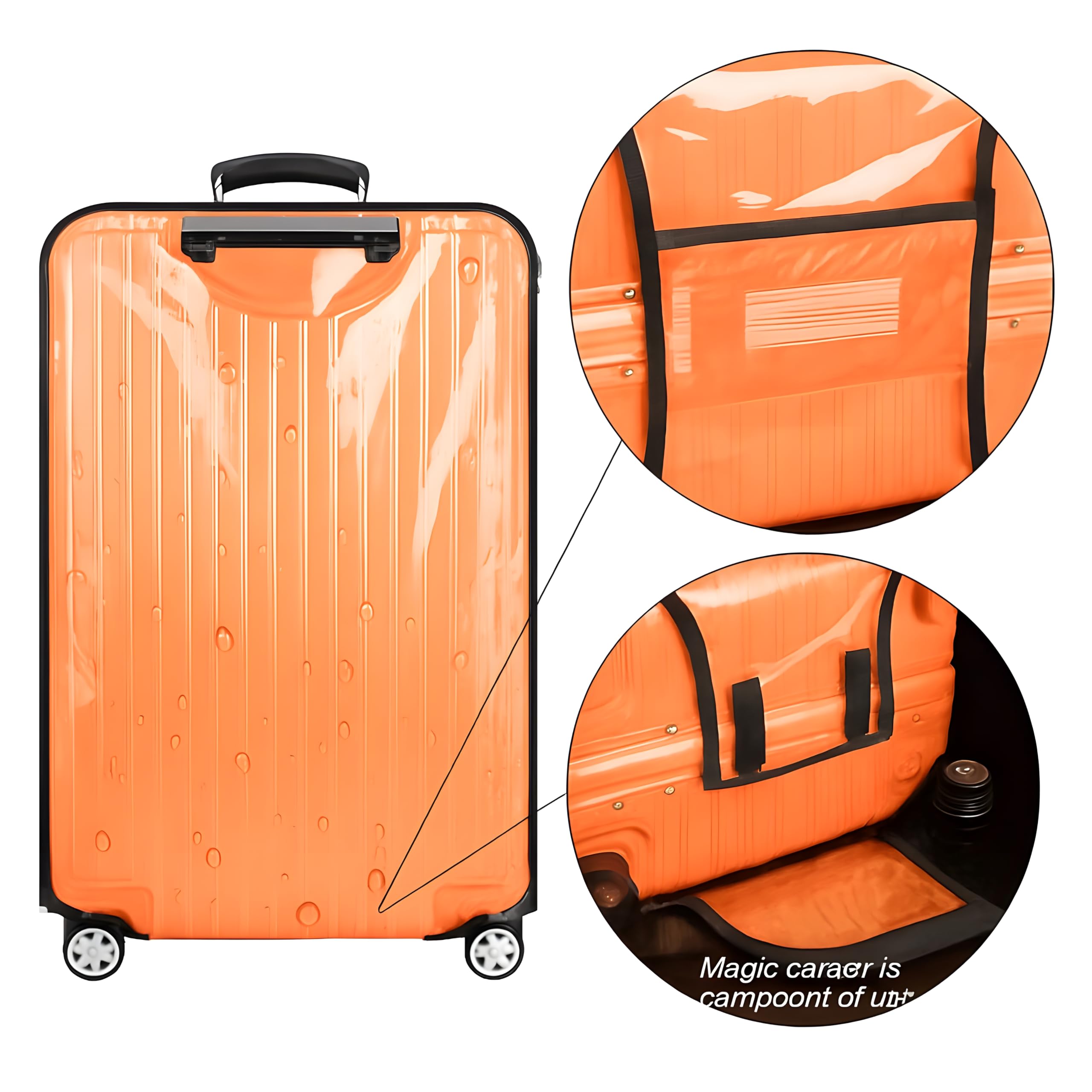 HM - Juego de 3 fundas protectoras transparentes para maleta, resistente al agua y con cremallera, material de PVC a prueba de polvo y antiarañazos, blanco, For 66 CM Bag / 24 Inch