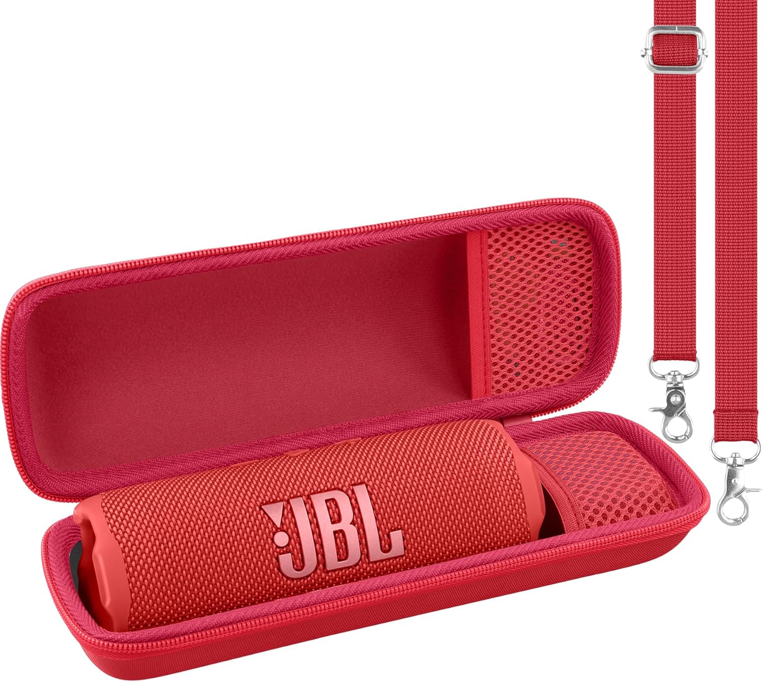 Aenllosi for JBL Flip 7/ Flip 6/ Flip 5 Protable Bluetooth Speaker Hard Case with Adjustable Shoulder Strap, Red (Case Only) - Image 8