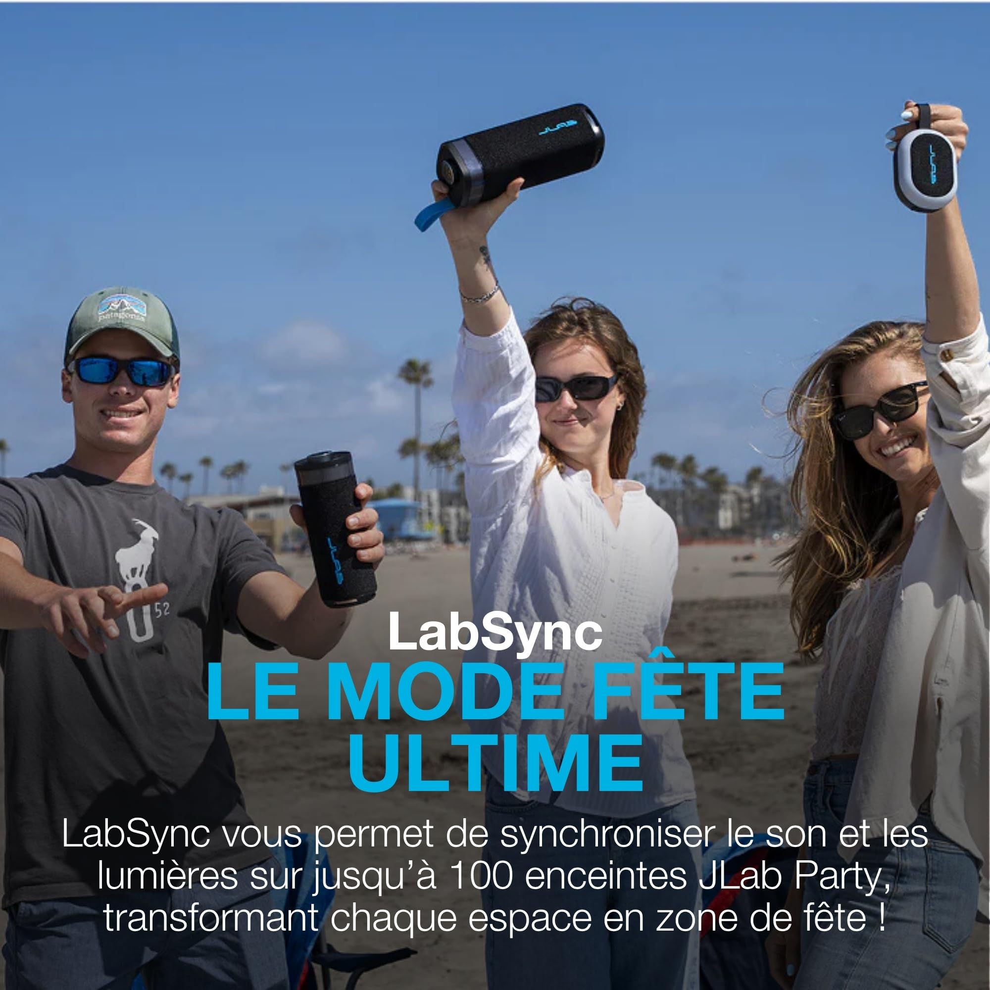JLab JBuds Party Enceinte Bluetooth Portable - +12H, Bleu Marine
