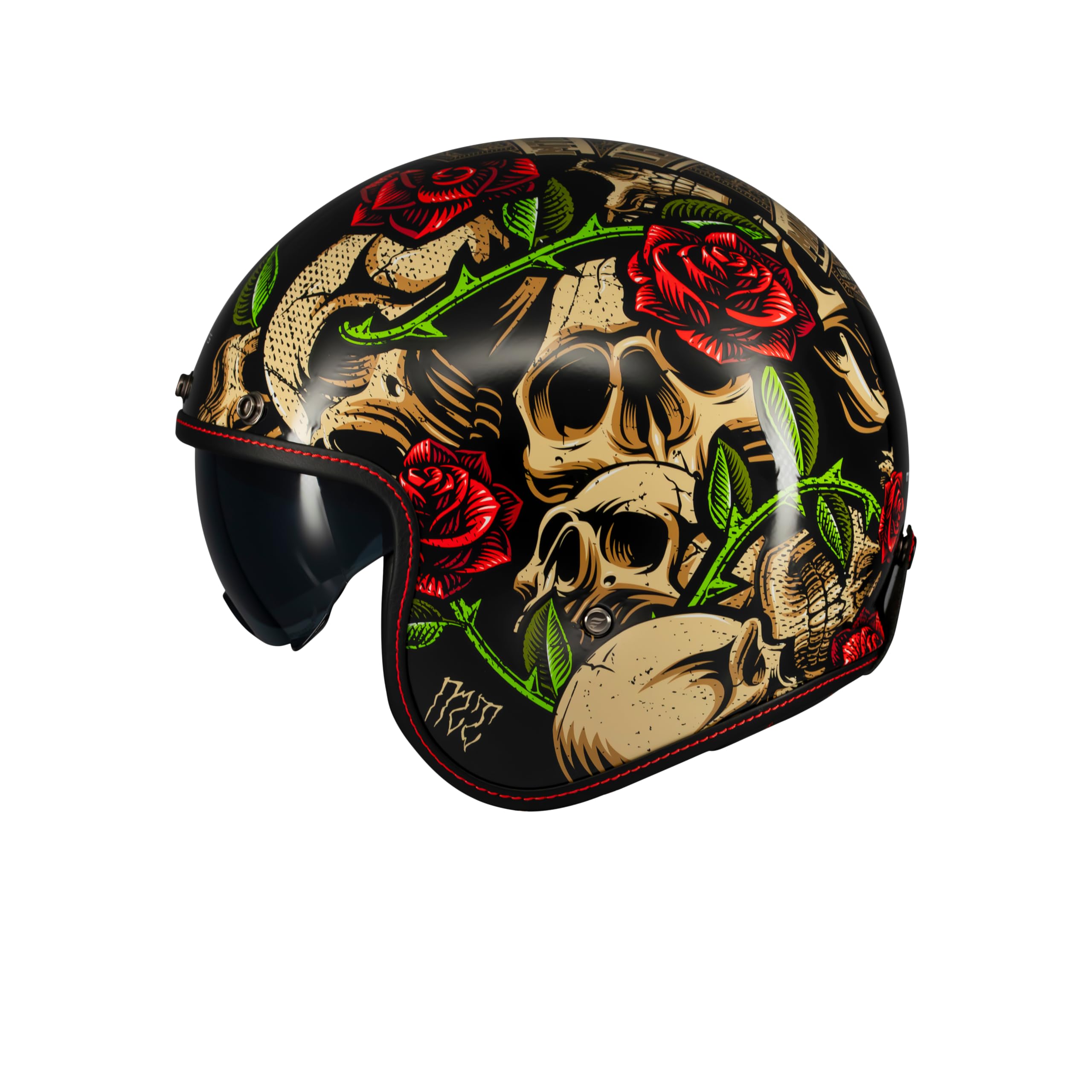 MT Helmets Le Mans 2 SV – Casco Moto Jet Vintage con Detalles en Cuero, Visor Solar Retráctil Full Vision, Interior Lavable y Calota HIRP | Homologado ECE 22.06 & DOT